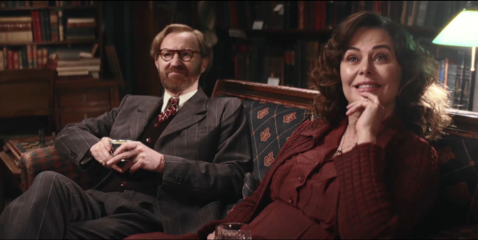 Mark Gatiss as Gabriel Book and Polly Walker as Trottie Book in 'Bookish' Season 1
