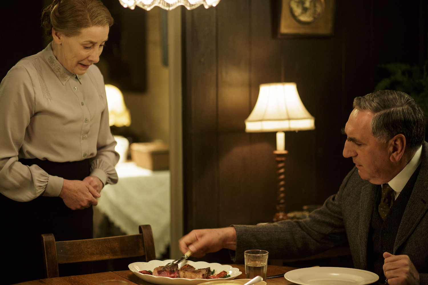 Carson (Jim Carter) with Mrs. Hughes (Phyllis Logan).