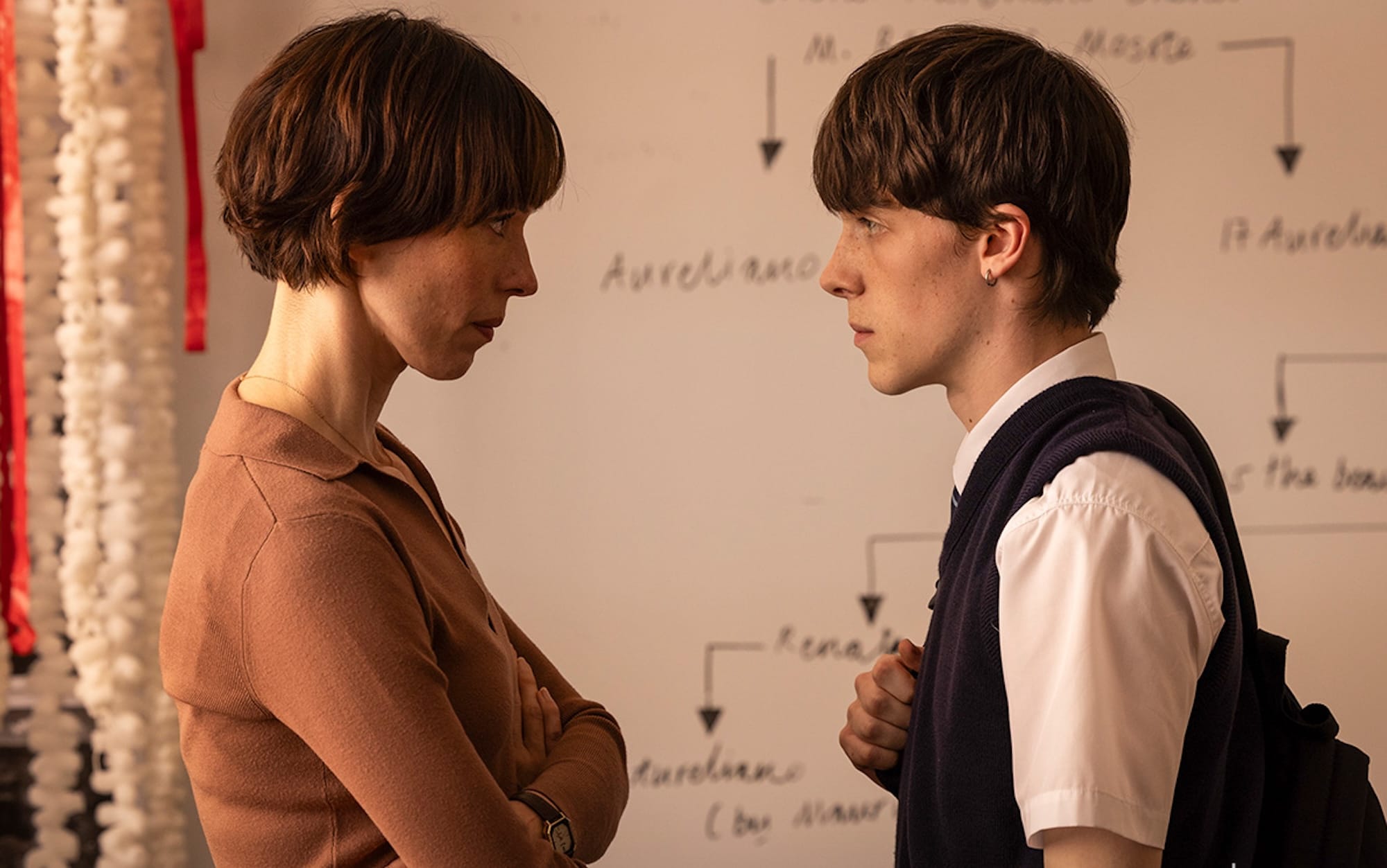 Rebecca Hall and Ollie West in "The Listeners"