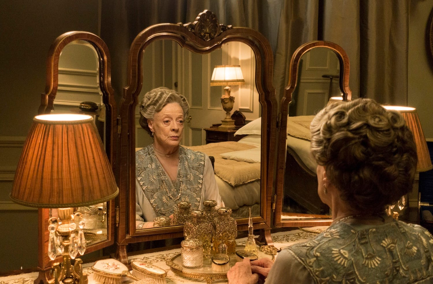 Violet Crawley, Dowager Countess of Grantham (Maggie Smith) gazes at her reflection.
