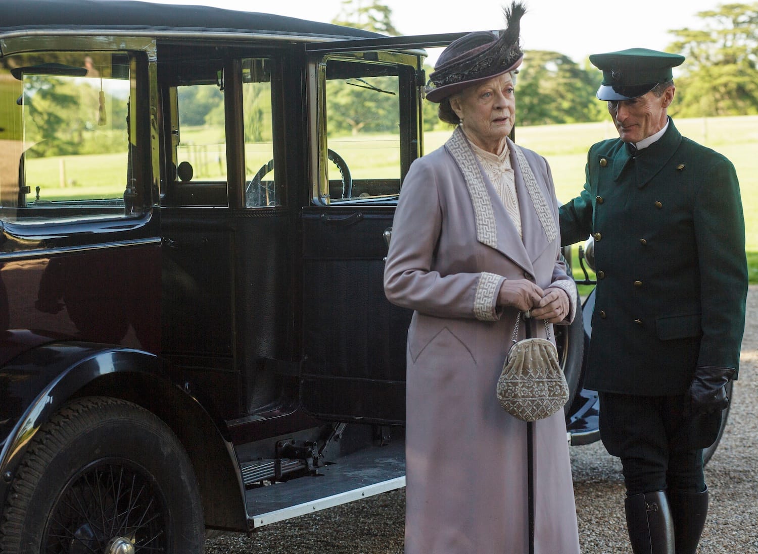 Violet Crawley (Maggie Smith) arrives to get mad.