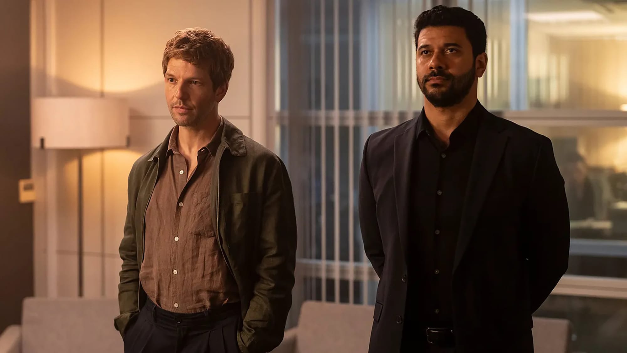 Damien Molony and Robert Gilbert in 'Bergerac' Season 1