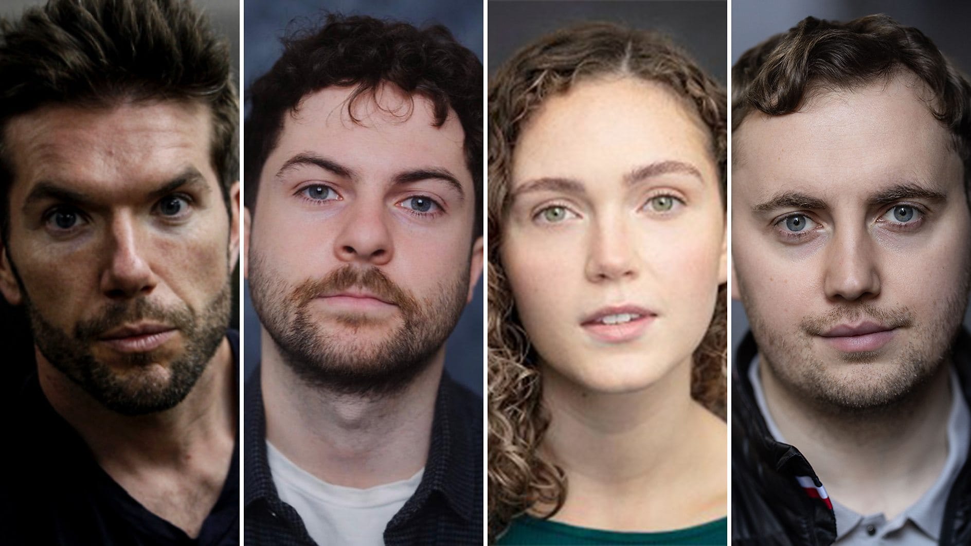 The cast of Crá Season 2: Dónall Ó Héalaí, Alex Murphy, Hannah Brady, and Colm Mac Giolla Easbuic