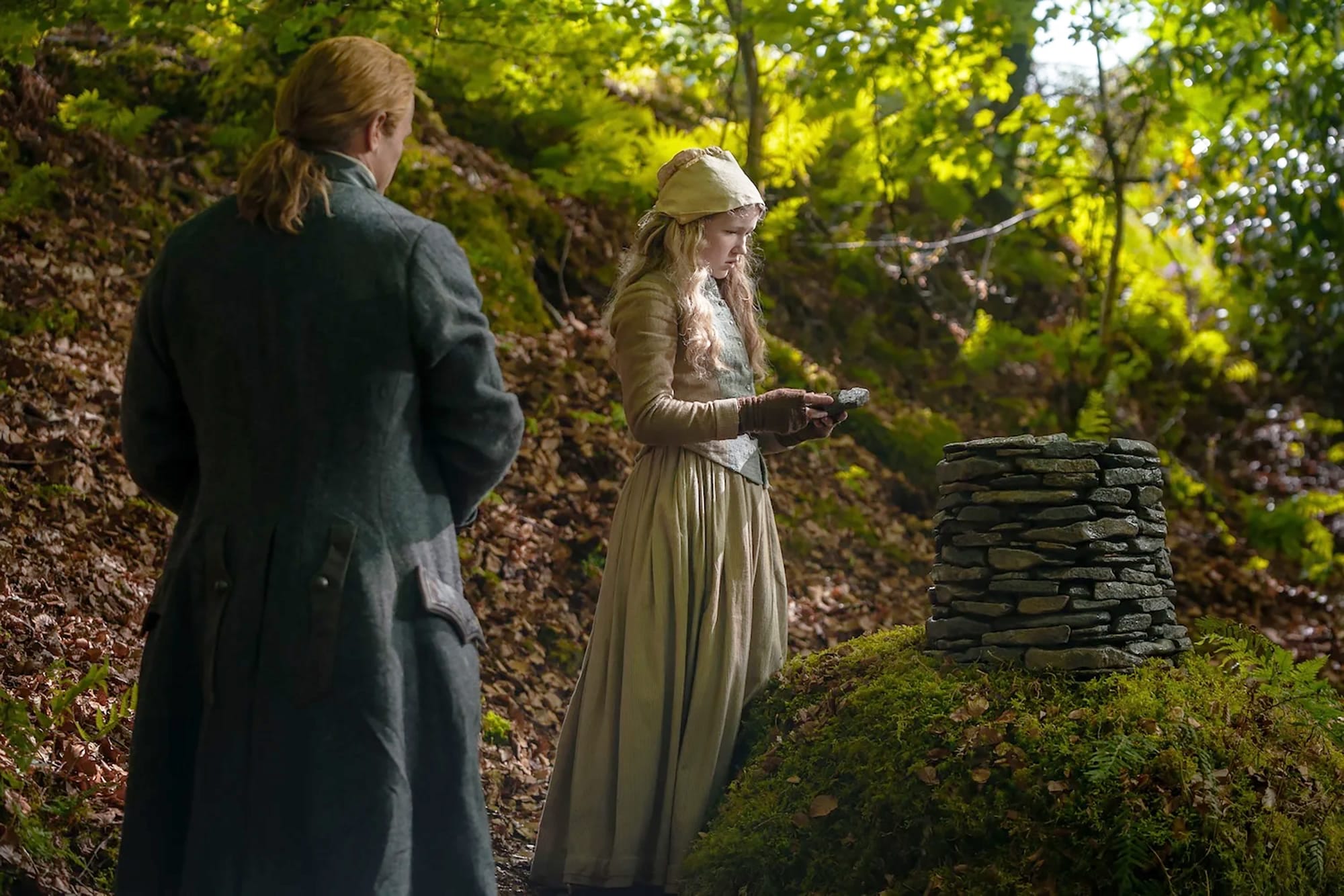 Sam Heughan and Florrie May Wilkinson in 'Outlander' Season 8