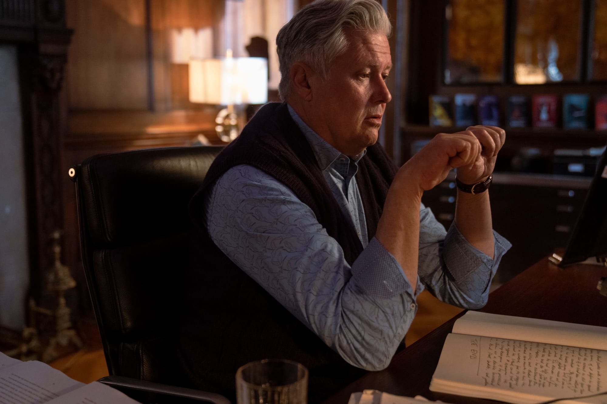 Conleth Hill as Alan Conway in 'Magpie Murders'