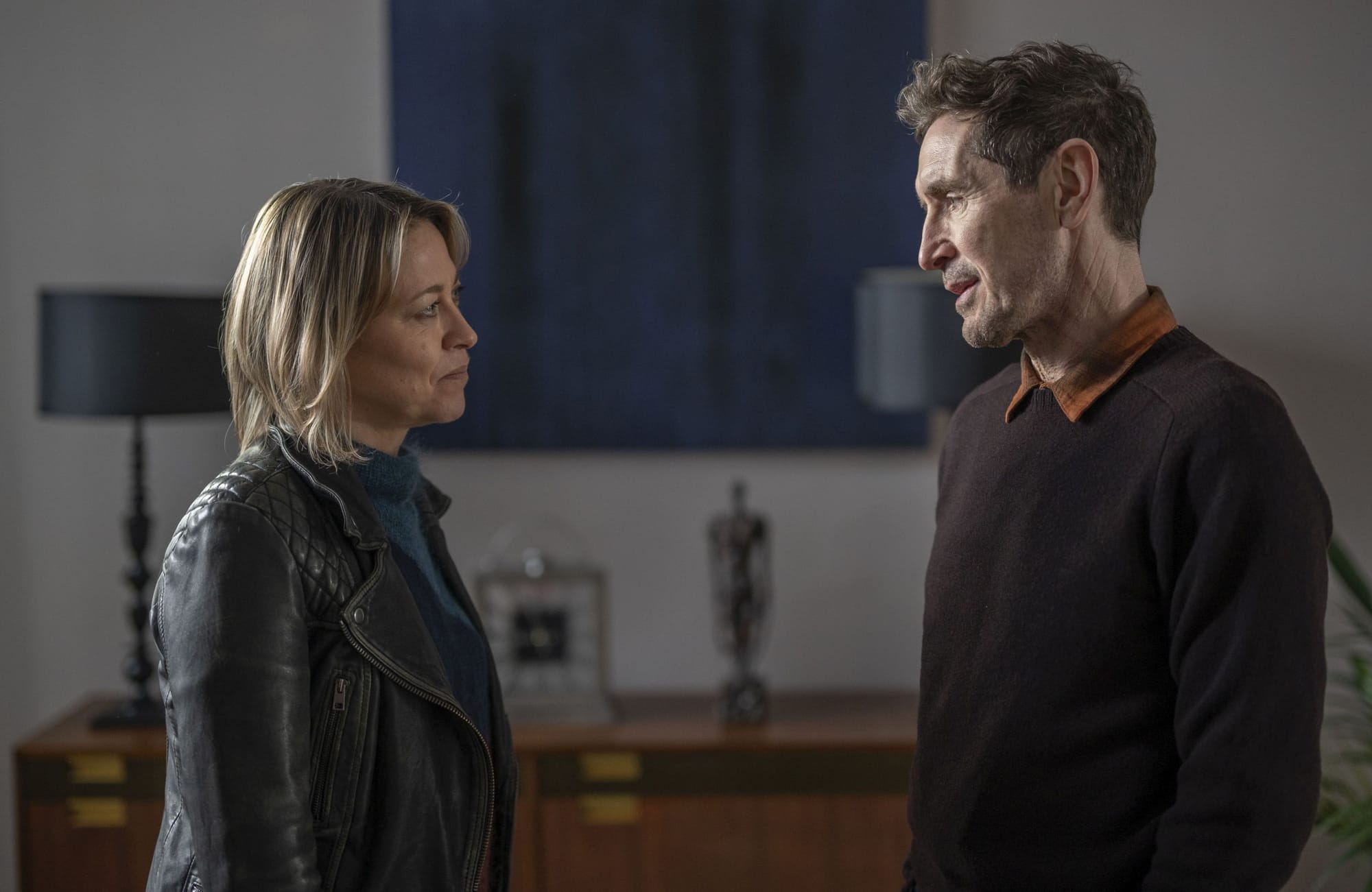 Nicola Walker as Annika and Paul McGann as Jake Strathearn in 'Annika'