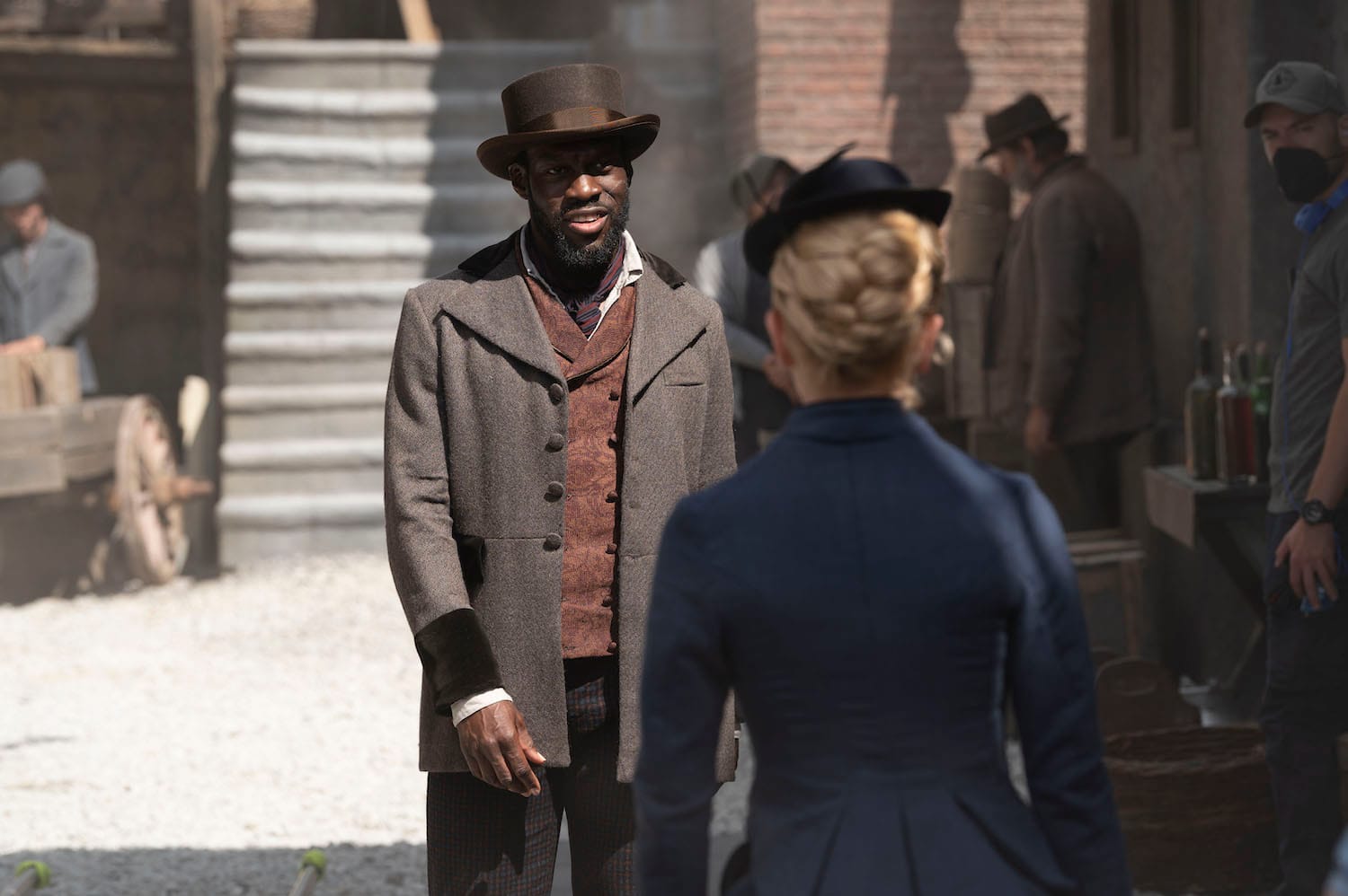 Ansu Kabia and Kate Phillips in "Miss Scarlet &amp; the Duke' Season 2