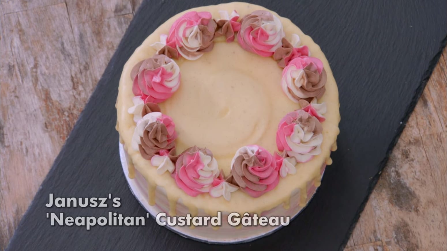 Janusz's Neapolitan Custard Gateau Showstopper from The Great British Baking Show's Custard Week