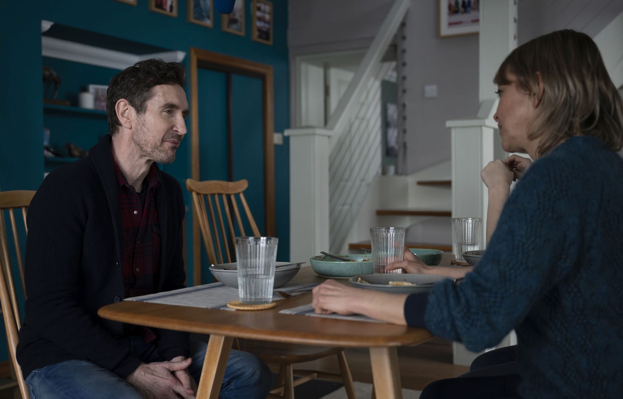 Paul McGann as Jake Strathearn and Nicola Walker as Annika in 'Annika'&nbsp;