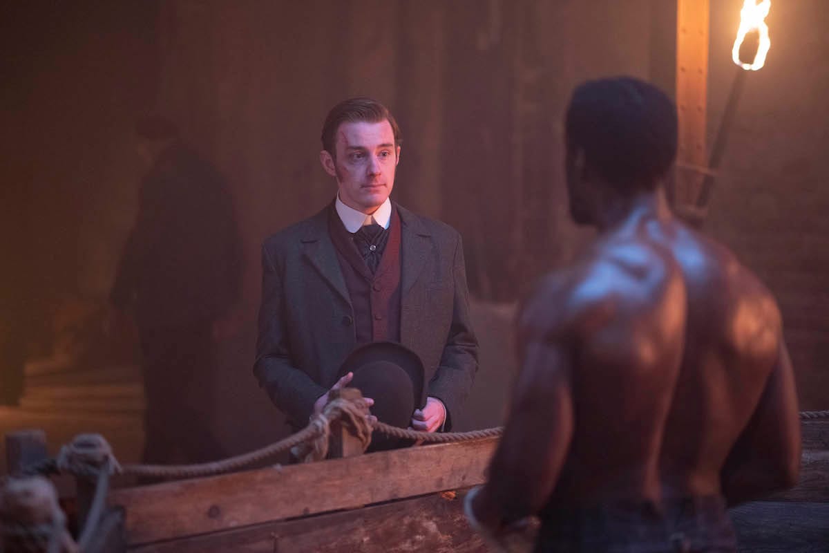 Evan McCabe and Ansu Kabia in "Miss Scarlet and the Duke" Season 3