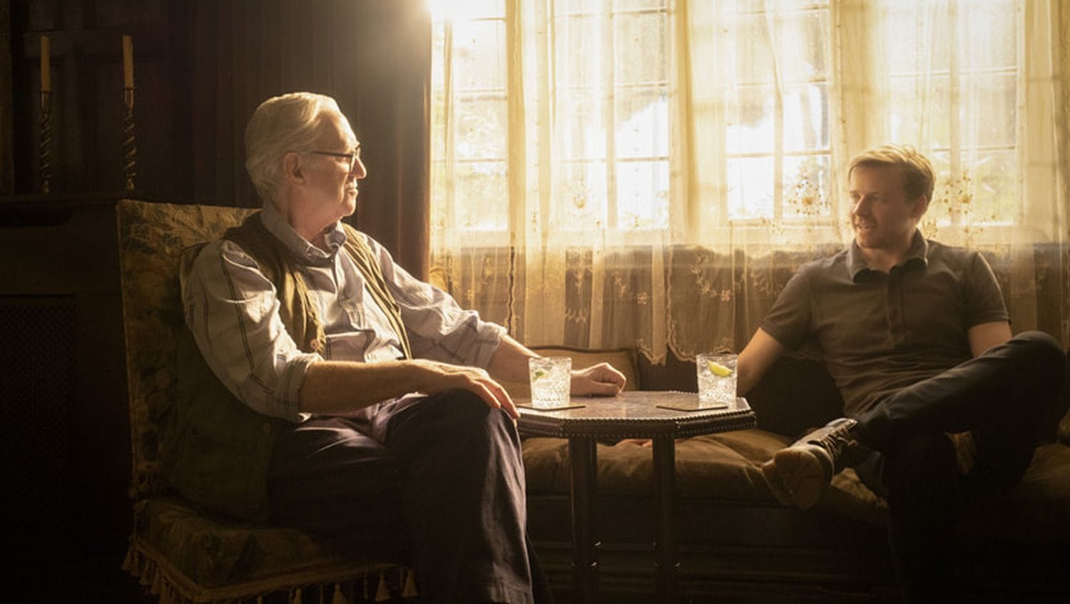 Jonathan Pryce and Jack Lowden as&nbsp;David Cartwright and River Cartwright in 'Slow Horses'