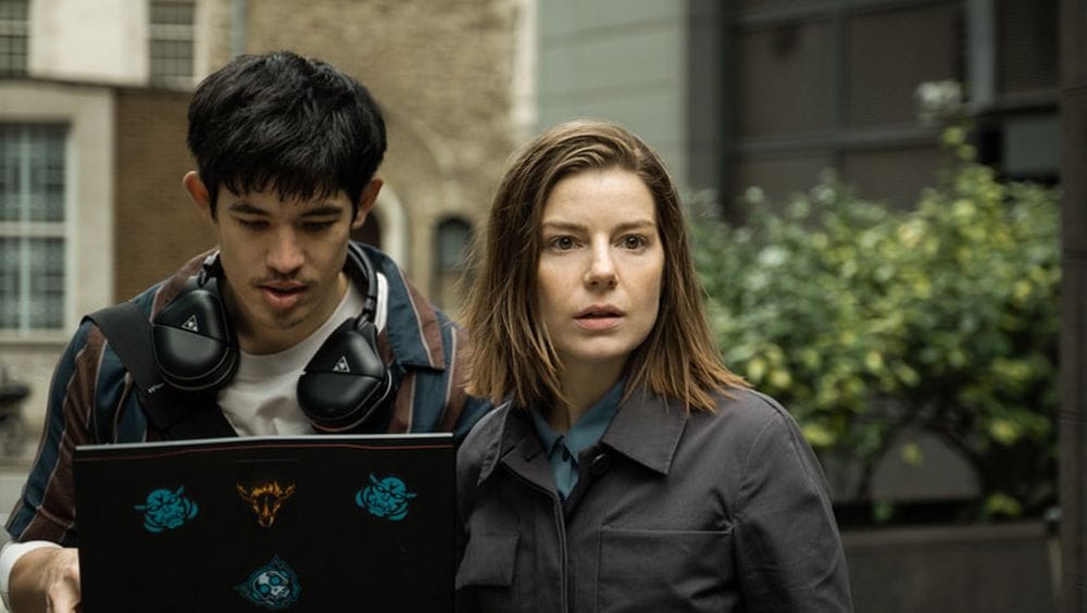 Christopher Chung as Roddy Ho and Aimee-Ffion Edwards As Shirley Dander in Slow Horses