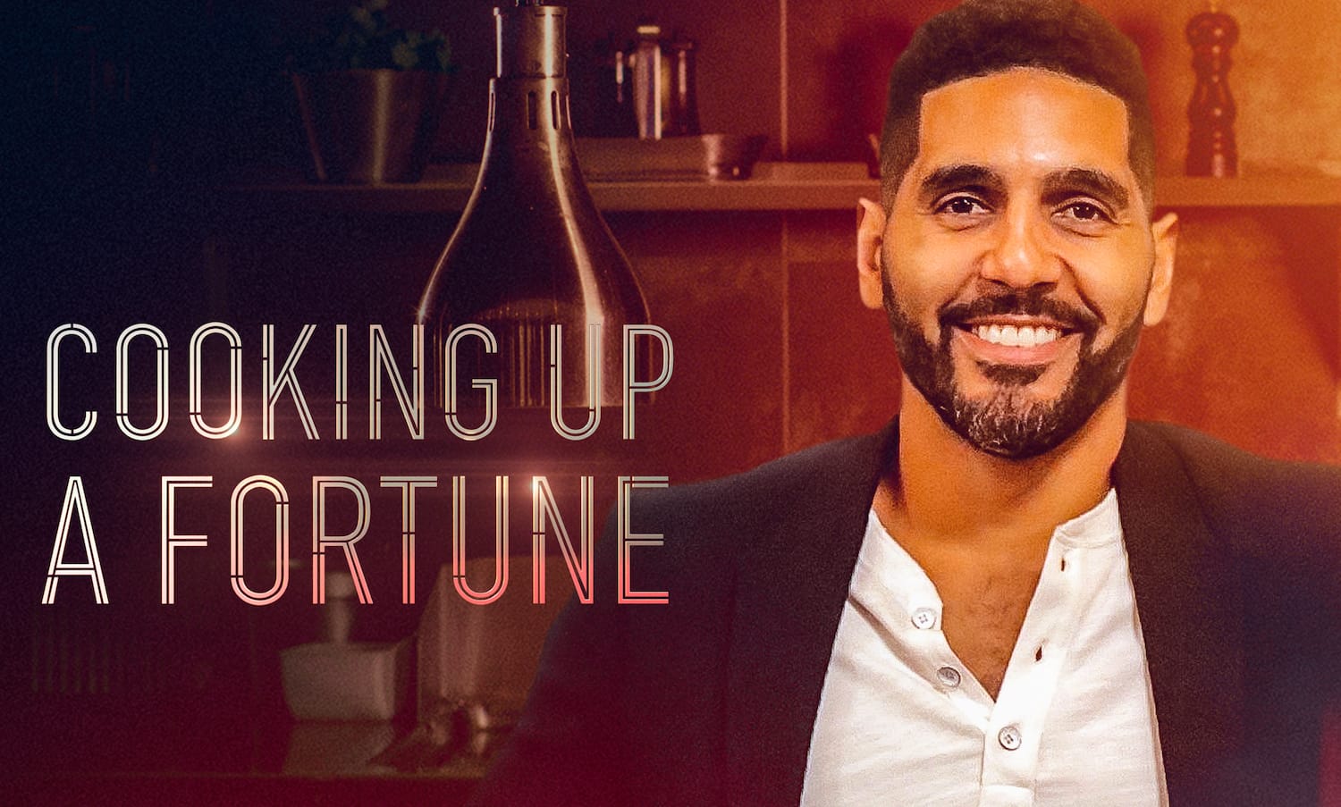 Dominic Cools-Lartigue, the host of BritBox's Cooking Up A Fortune