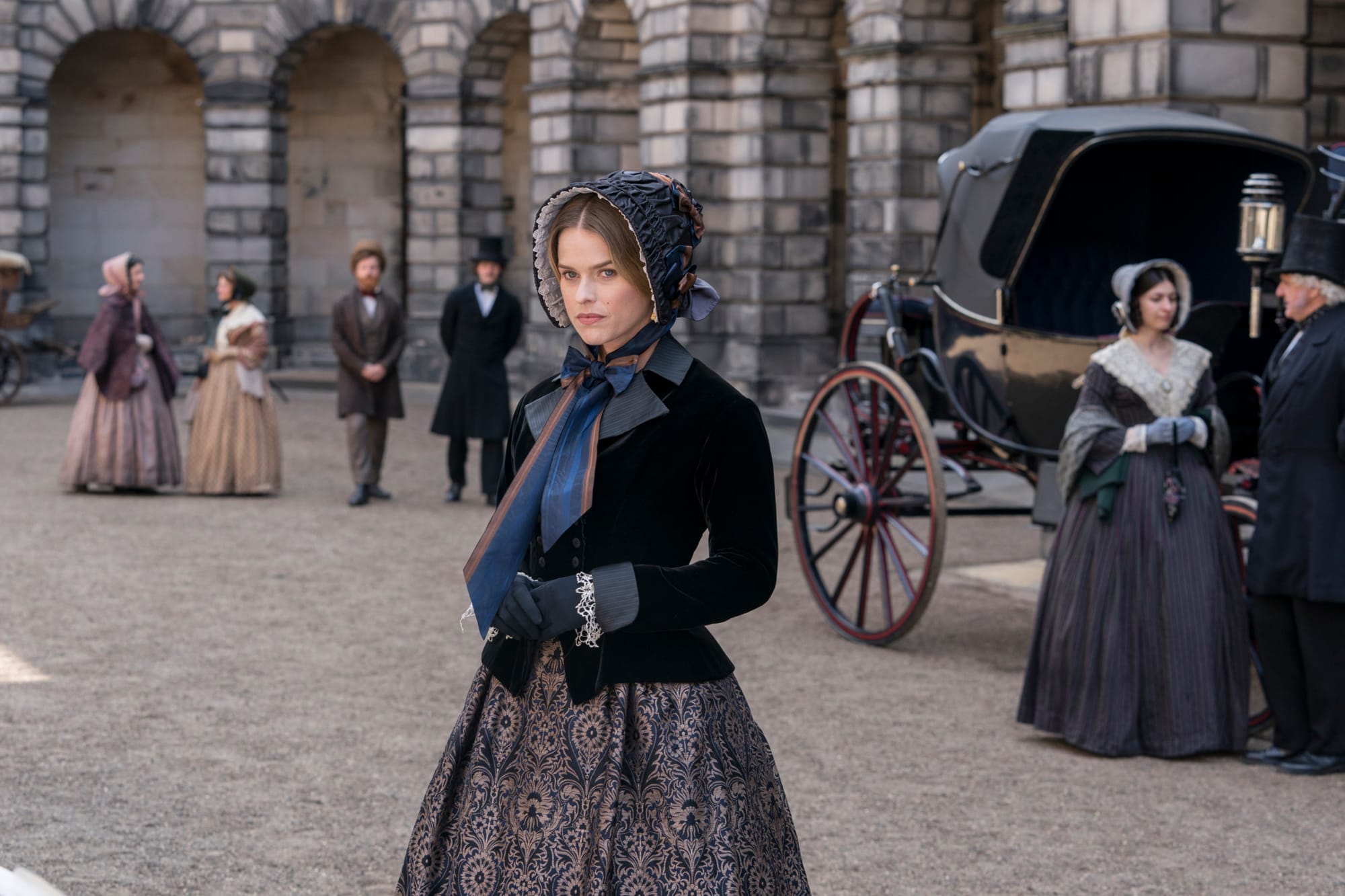 Alice Eve as Susan Trenchard, mother of new series star Frederick, who birthed him out of wedlock in 'Belgravia' Season 1