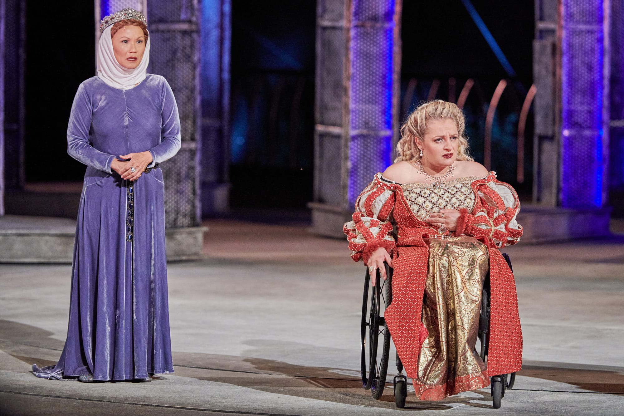 Monique Holt as the Duchess of York and&nbsp;Ali Stroker as Queen Anne in Great Performances' Richard III.
