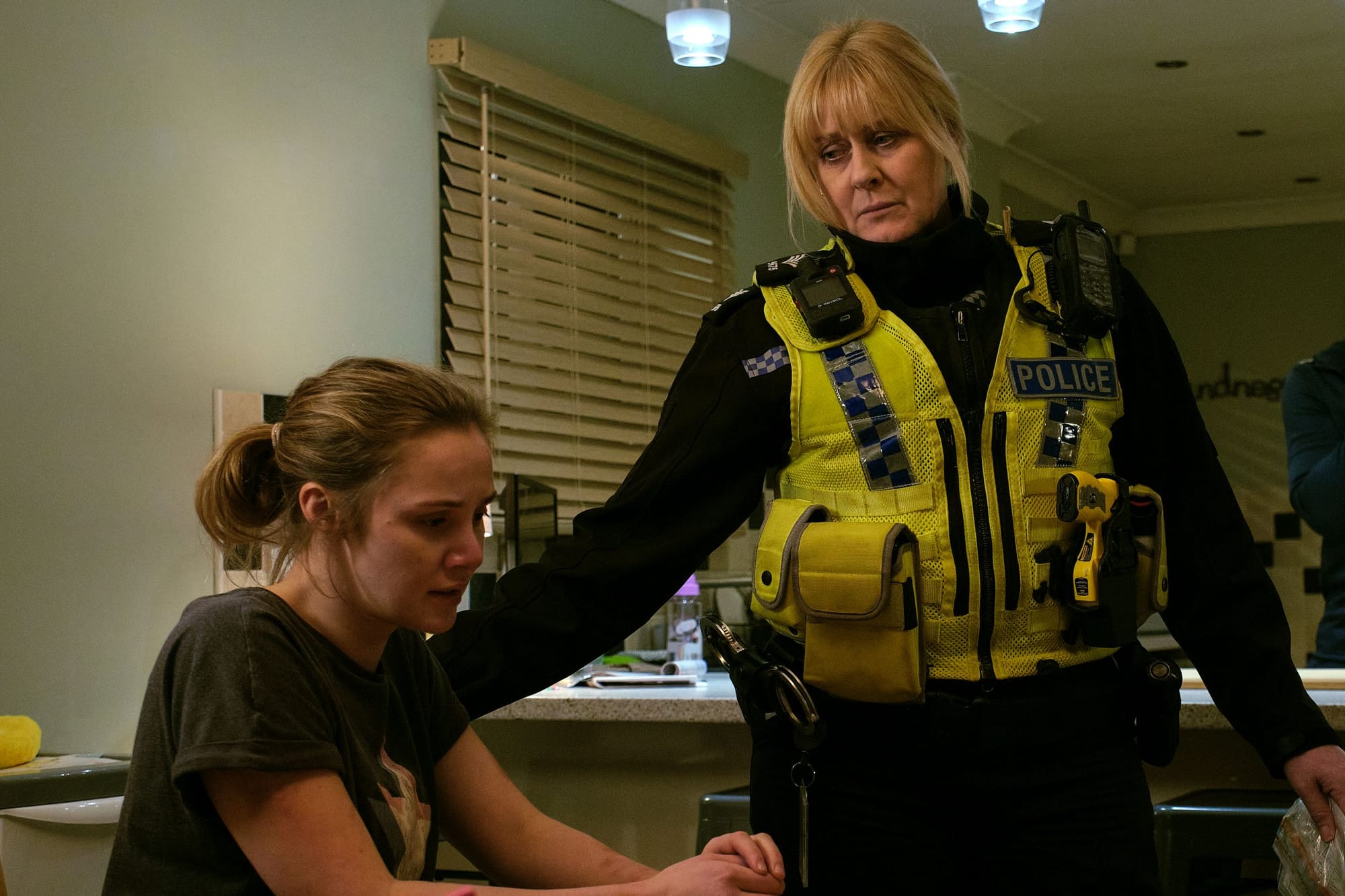Mollie Winnard as Joanna Hepworth and Sarah Lancashire as Catherine Cawood in Happy Valley Season 3