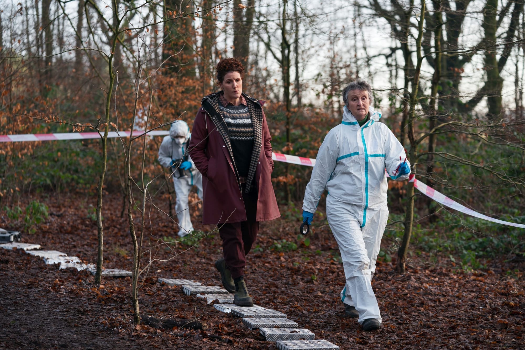 Georgie Glen as Dr Wendy Newstone and Bronagh Waugh as DI Carol Farman in&nbsp;Ridley Season 1