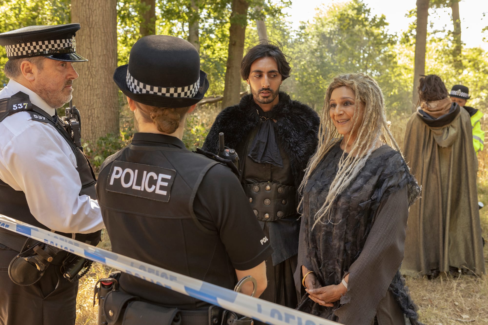 Gurjeet Singh as Tez and Meera Syal as Mrs. Sidhu in 'Mrs Sidhu Investigates' Season 1 