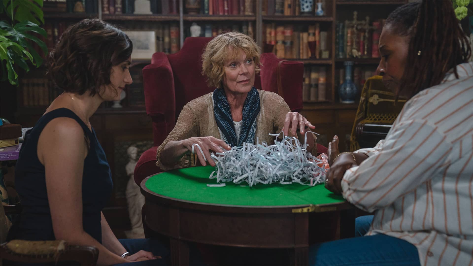 Cara Horgan as Becks Starling, Samantha Bond as Judith Potts, and Jo Martin as&nbsp;Suzie Harris in&nbsp;'The Marlow Murder Club'&nbsp;