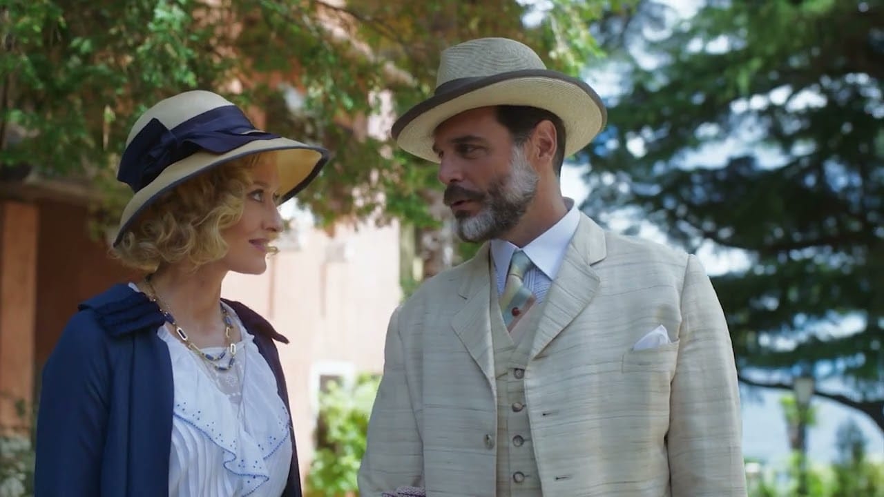 Natascha McElhone as Bella Ainsworth and&nbsp;Daniele Pecci as Count Carlo Albani in 'Hotel Portofino' Season 2