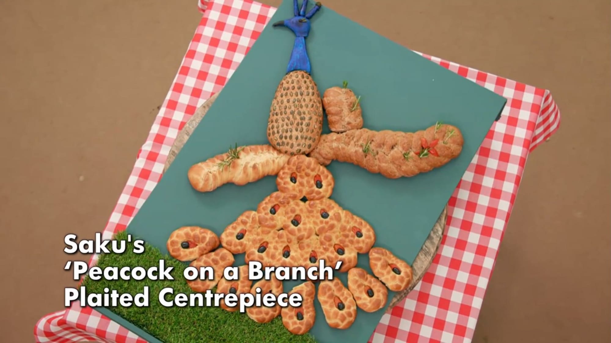 Saku’s Peacock on a Branch Showstopper from 'The Great British Baking Show' Season 14's Bread Week