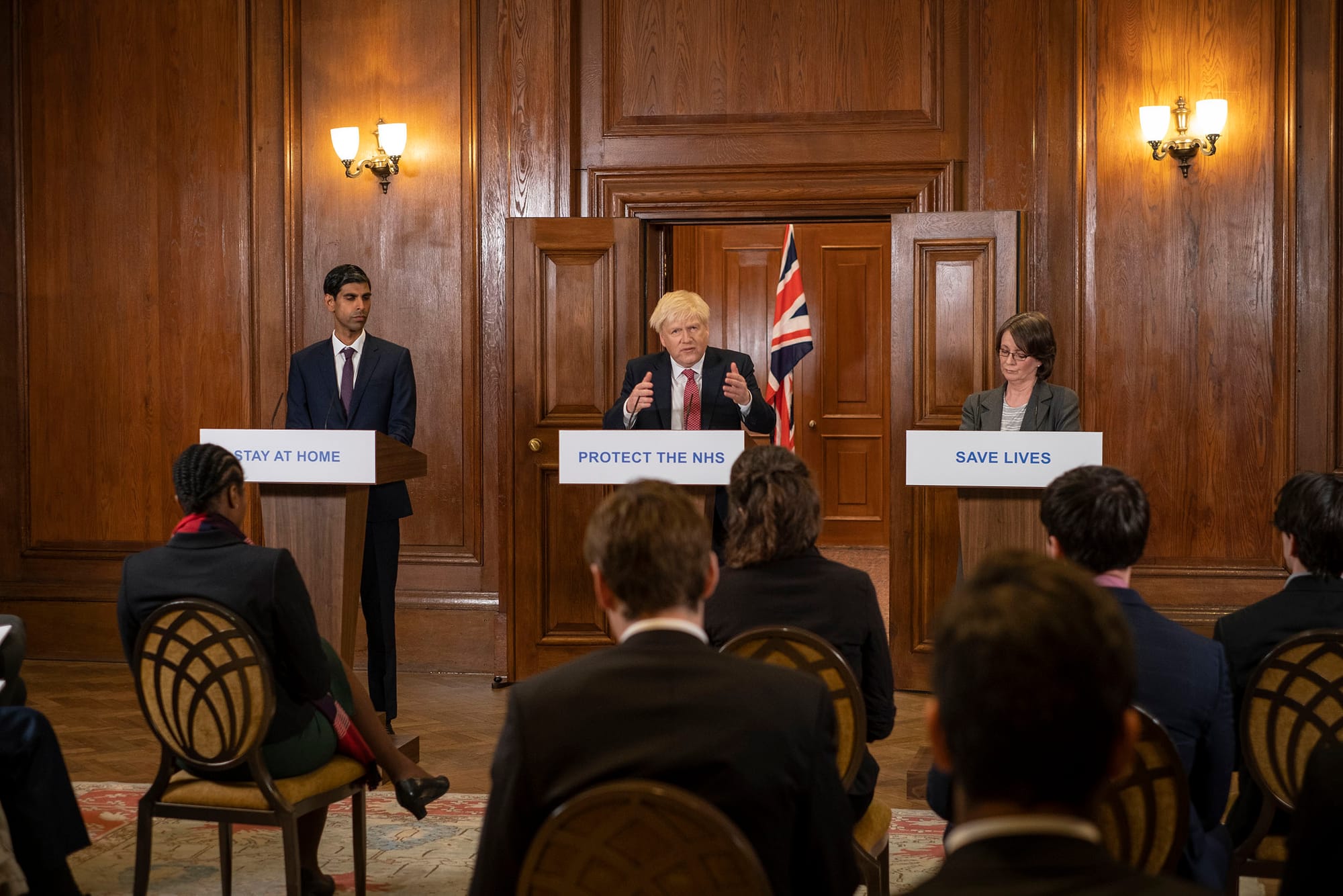 Shri Patel as Rishi Sunak, Kenneth Branagh as Boris Johnson in 'This England'