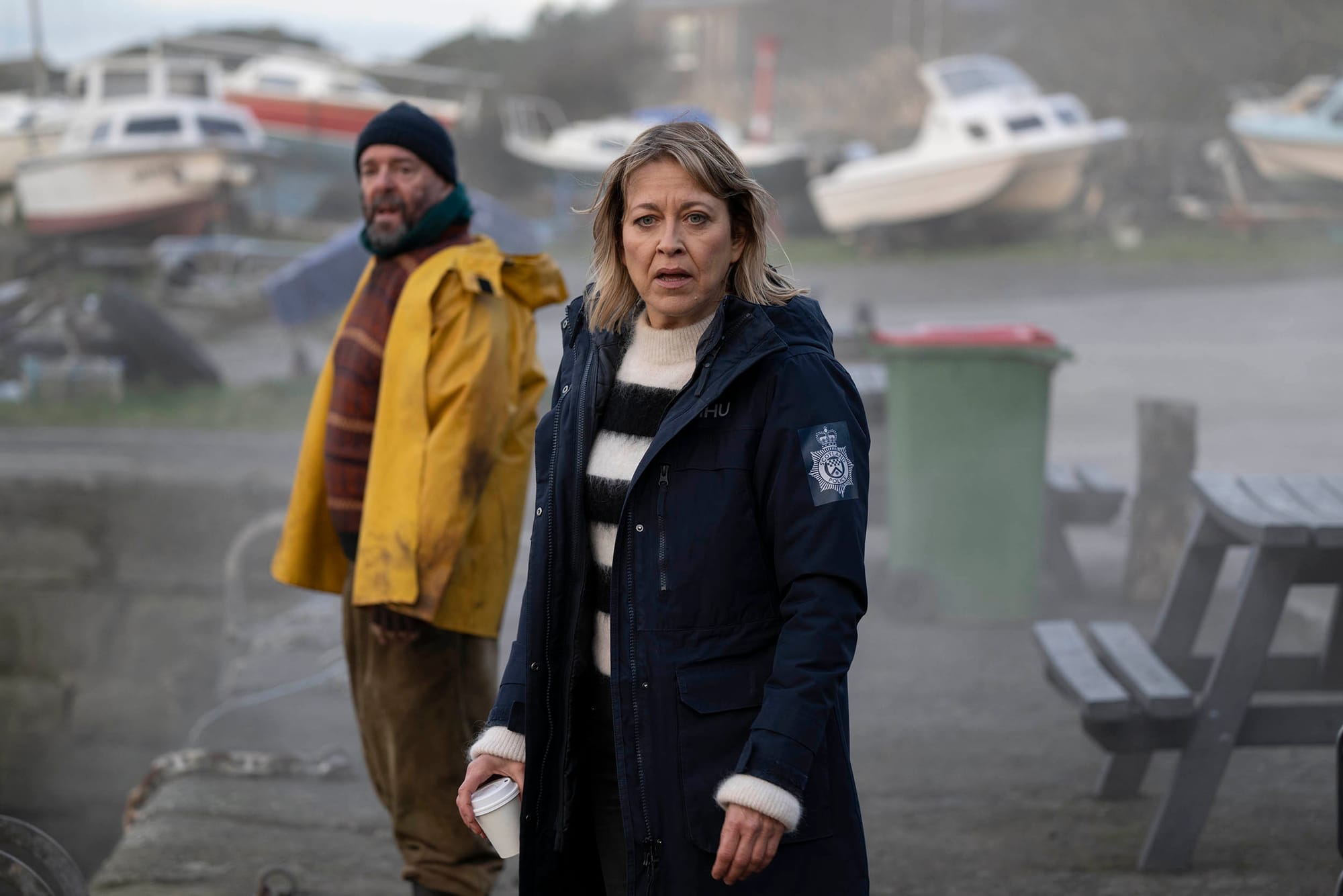 Matt Costello as Salty Stewart and Nicola Walker as Annika in 'Annika' Season 2