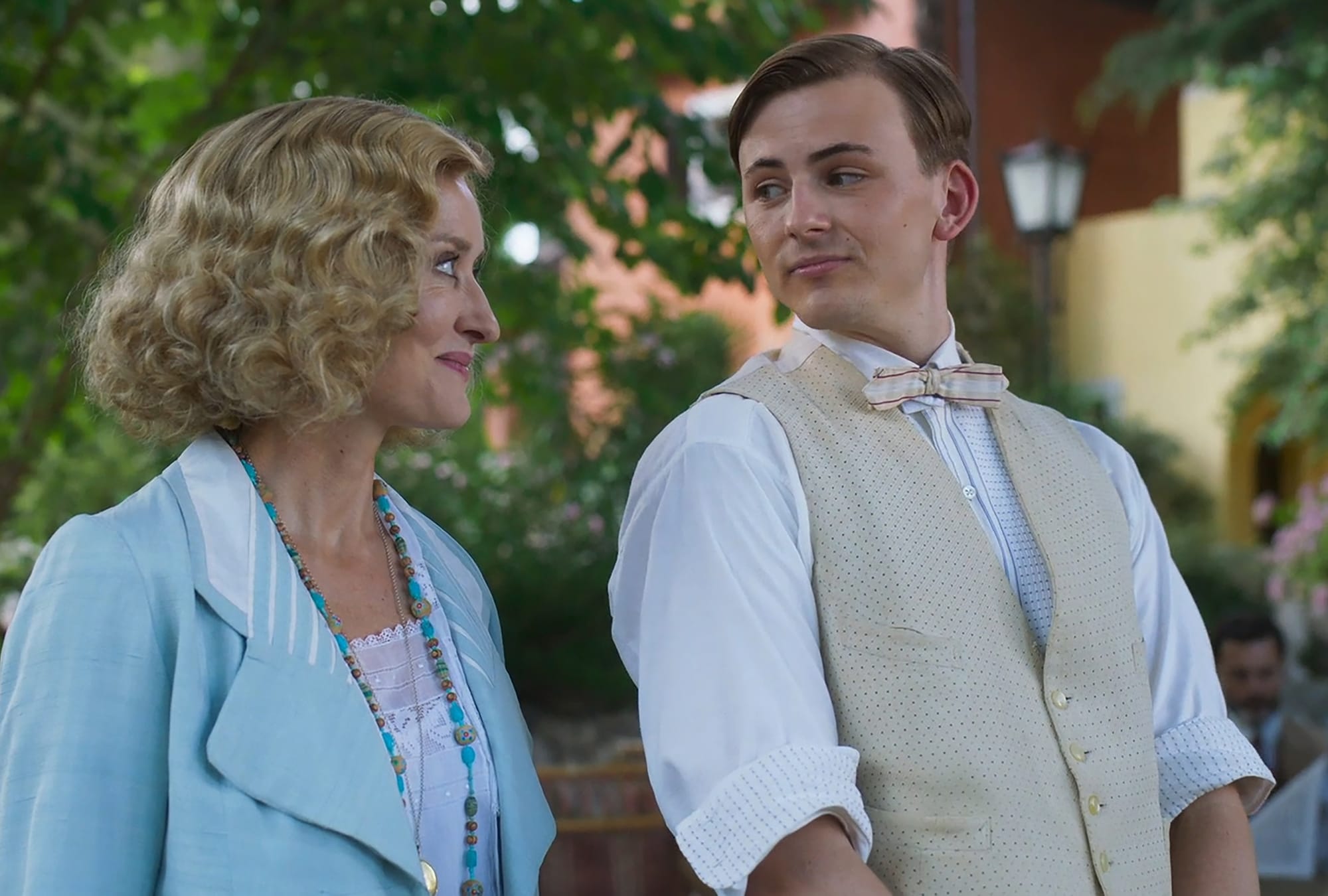 Natascha McElhone as Bella Ainsworth and Oscar Lloyd as Jonathan Bertram in Hotel Portofino Season 2