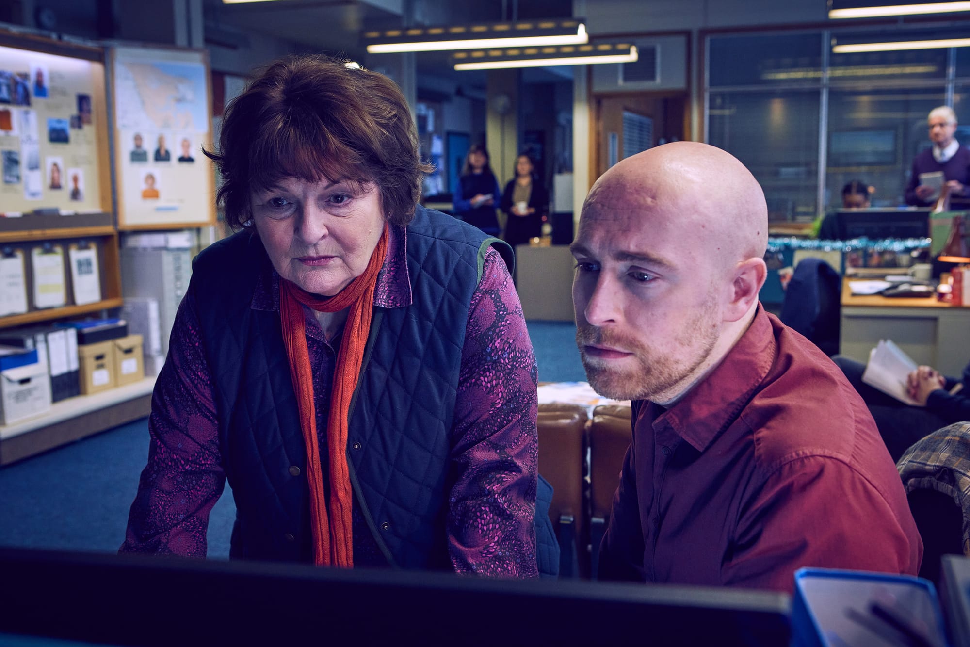 Brenda Blethyn as DCI Vera Stanhope and Riley Jones as DC Mark Edwards in 'Vera's Christmas Special