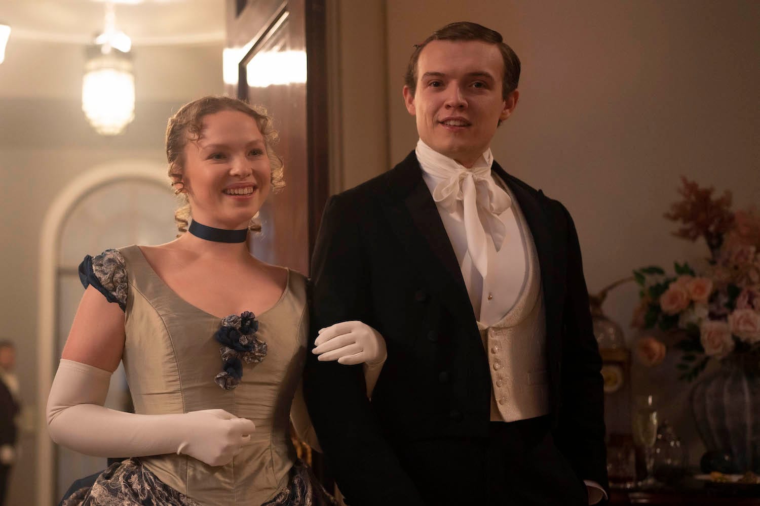 Laura Marcus as Young Eliza and Matt Olsen as Young William in "Miss Scarlet &amp; The Duke"