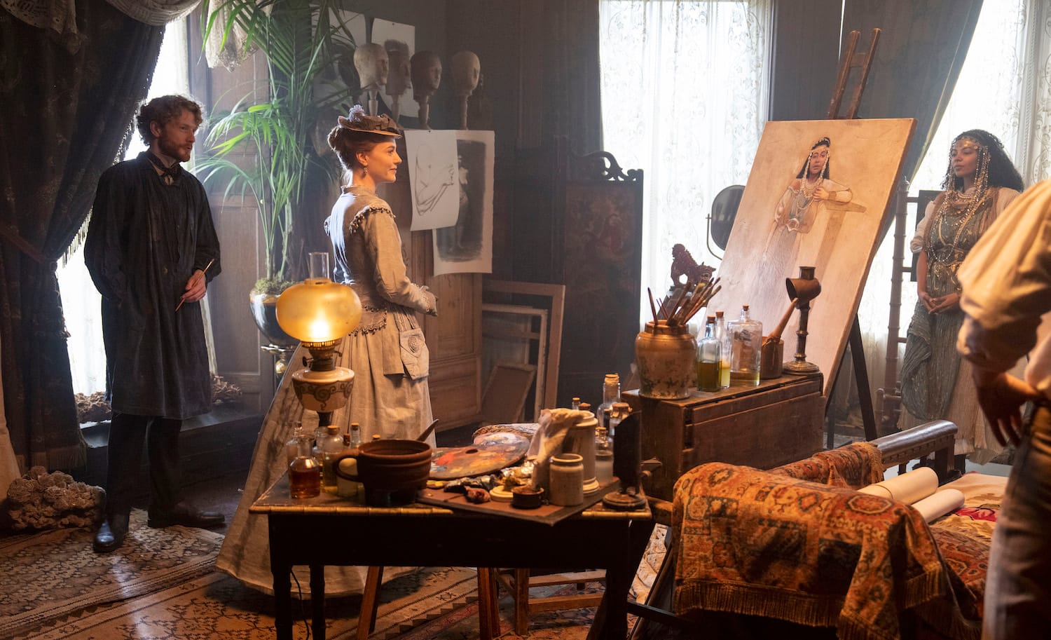 Harriet Slater, Nenda Neururer, and Leonard Buckley in "Belgravia: The Next Chapter"