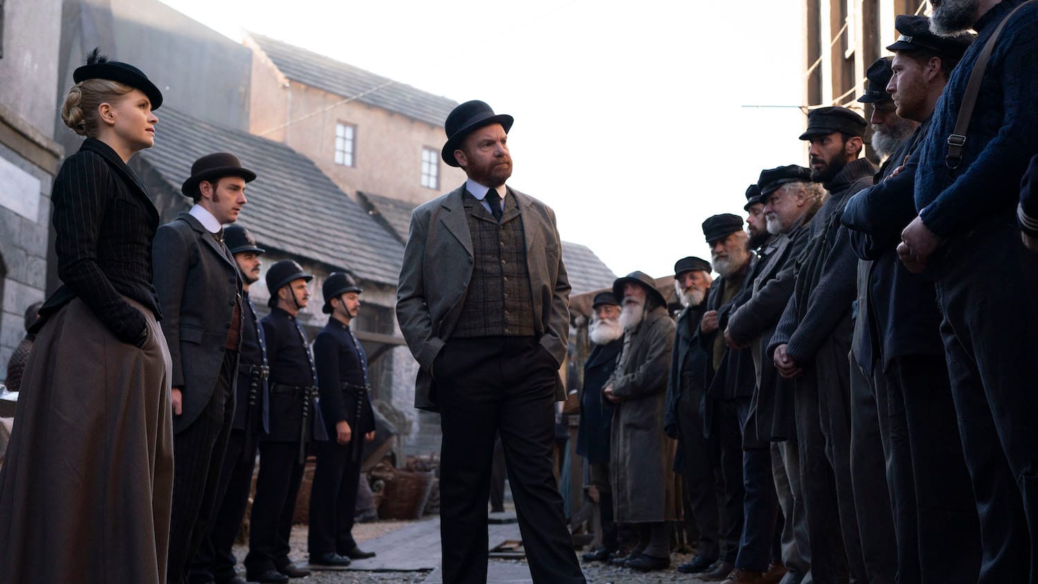 Tim Chipping Kate Phillips and Evan McCabe in "Miss Scarlet & The Duke" Season 4