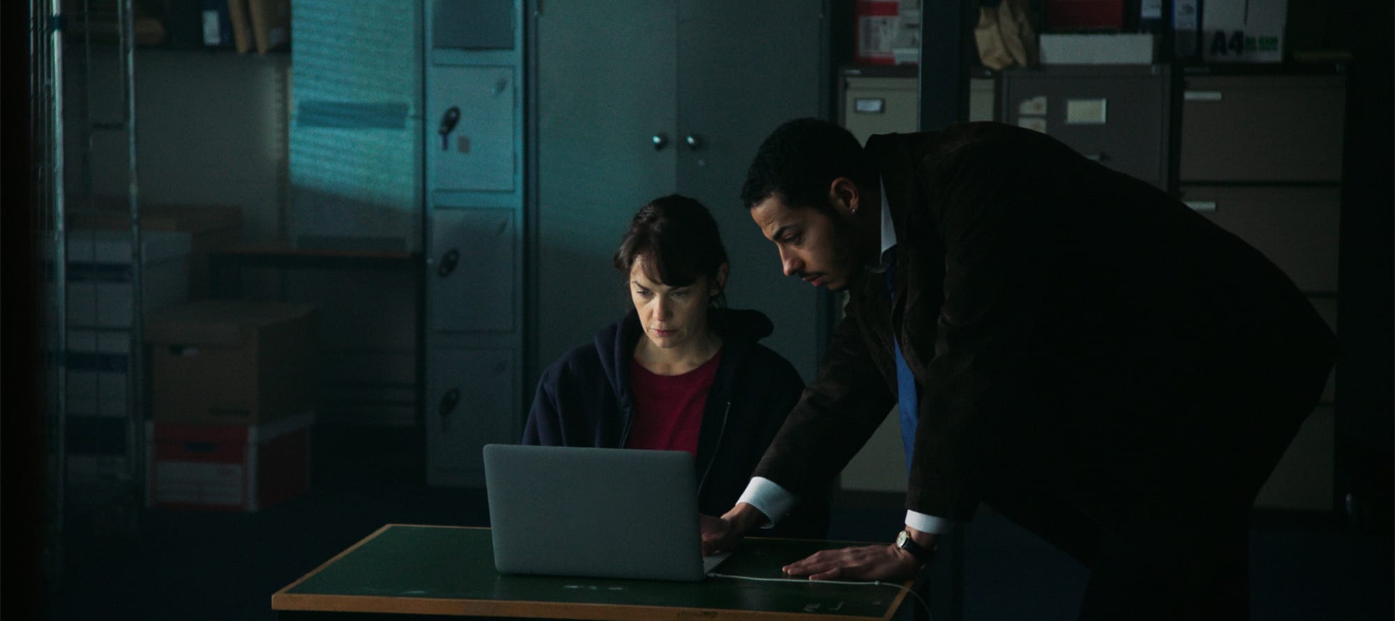 Daryl McCormack as Colman and Ruth Wilson as Lorna in The Woman in the Wall