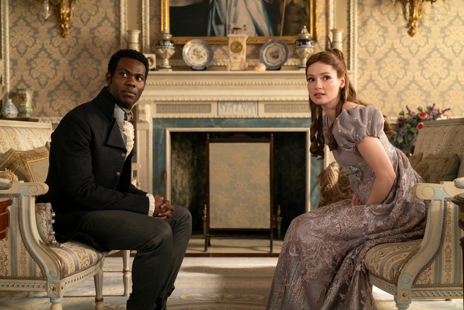 Hannah Dodd and Victor Alli in "Bridgerton" Season 3