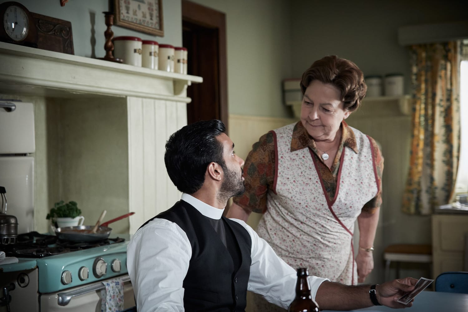 Rishi Nair and Tessa Peake-Jones in "Grantchester" Season 9