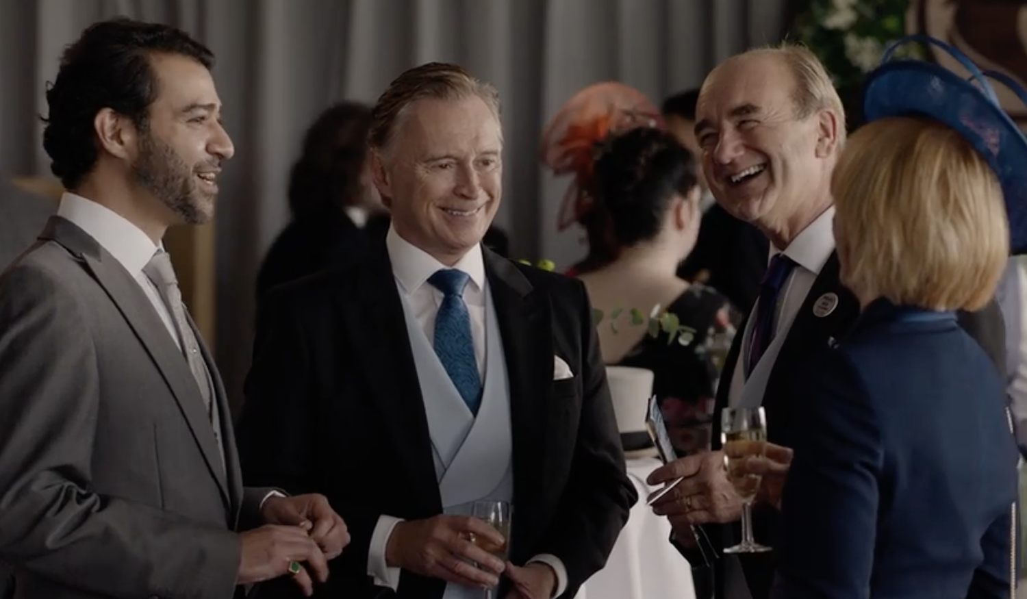 Shortly before the trouble began, Crown Prince Samir Bin Zyan Al-Bilal (Khalid Laith) enjoyed a day at the races with PM Robert Sutherland,(Robert Carlyle), Foreign Secretary Archie Glover-Morgan (David Haig), and Defense Secretary Victoria Dalton (Jane Horrocks).