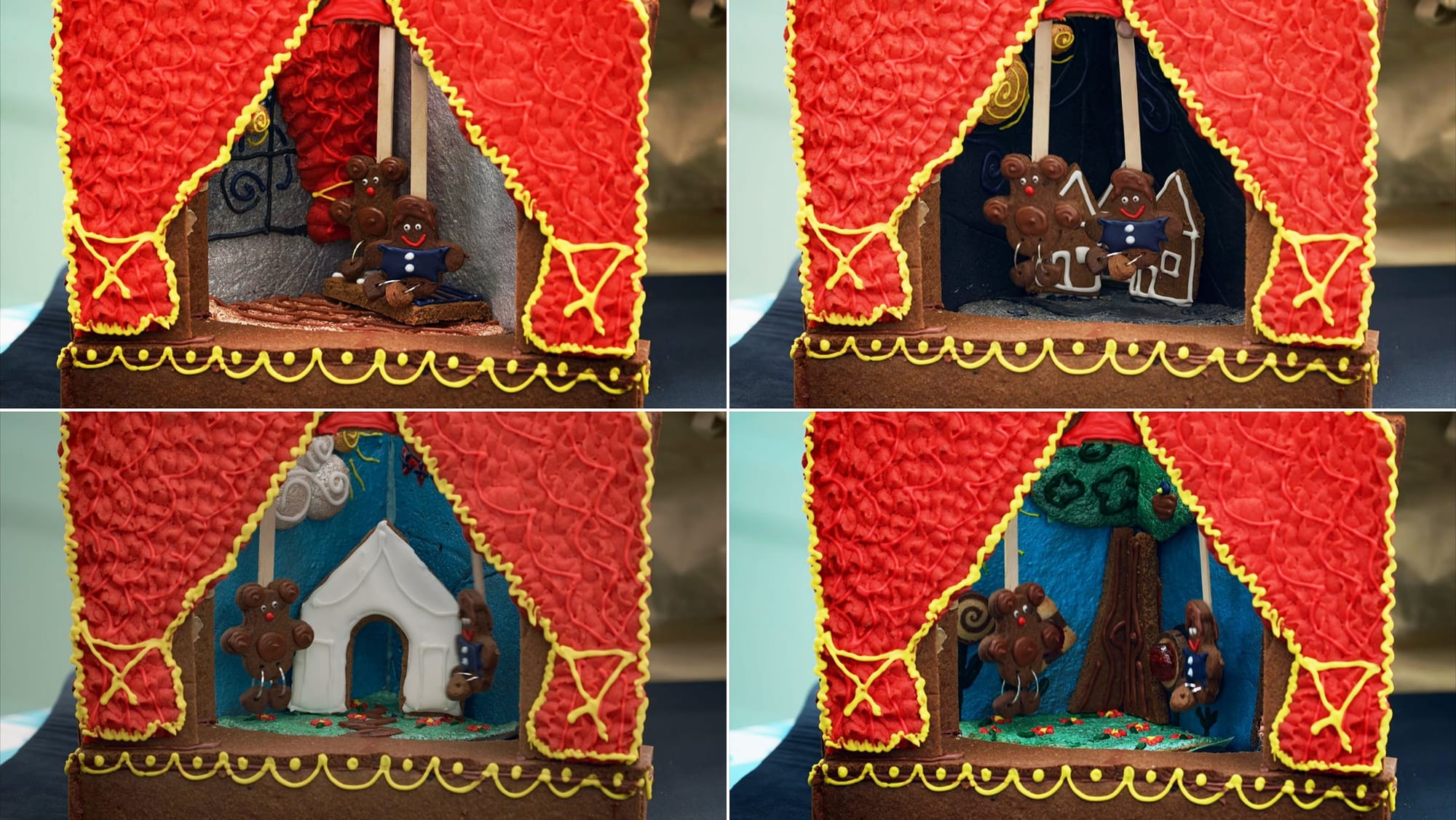 The Four Scenes from Christiaan's 'Finding Home' Showstopper from 'The Great British Baking Show's Season 15's Biscuit Week&nbsp;