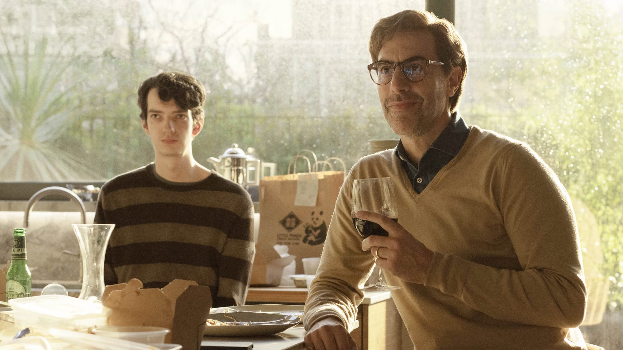 Kodi Smit-McPhee as Nicolas Ravenscroft and Sacha Baron-Cohen as Robert Ravenscroft in 'Disclaimer'