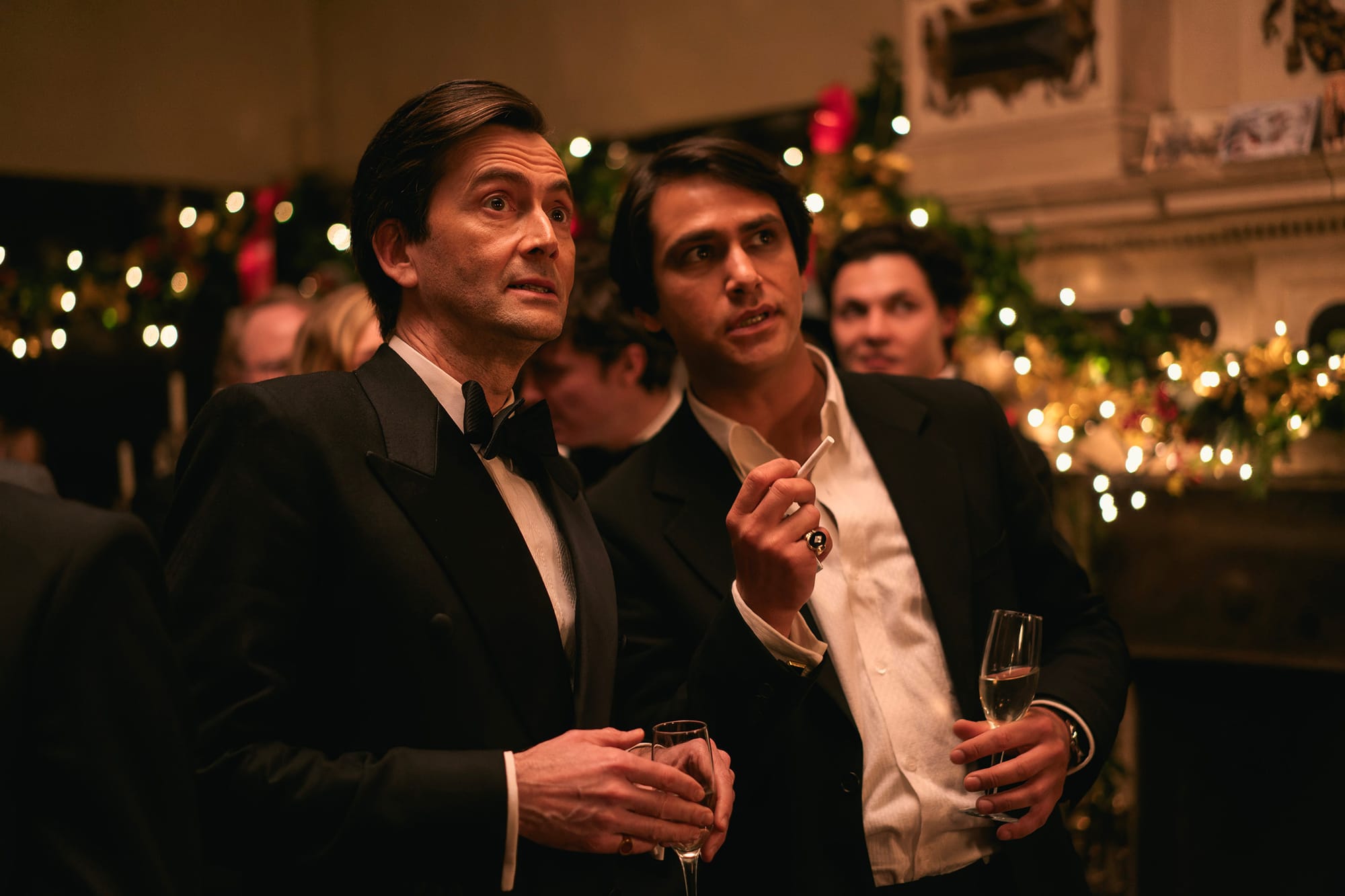 David Tennant as Tony and Luke Pasqualino as Basil in 'Rivals' Season 1