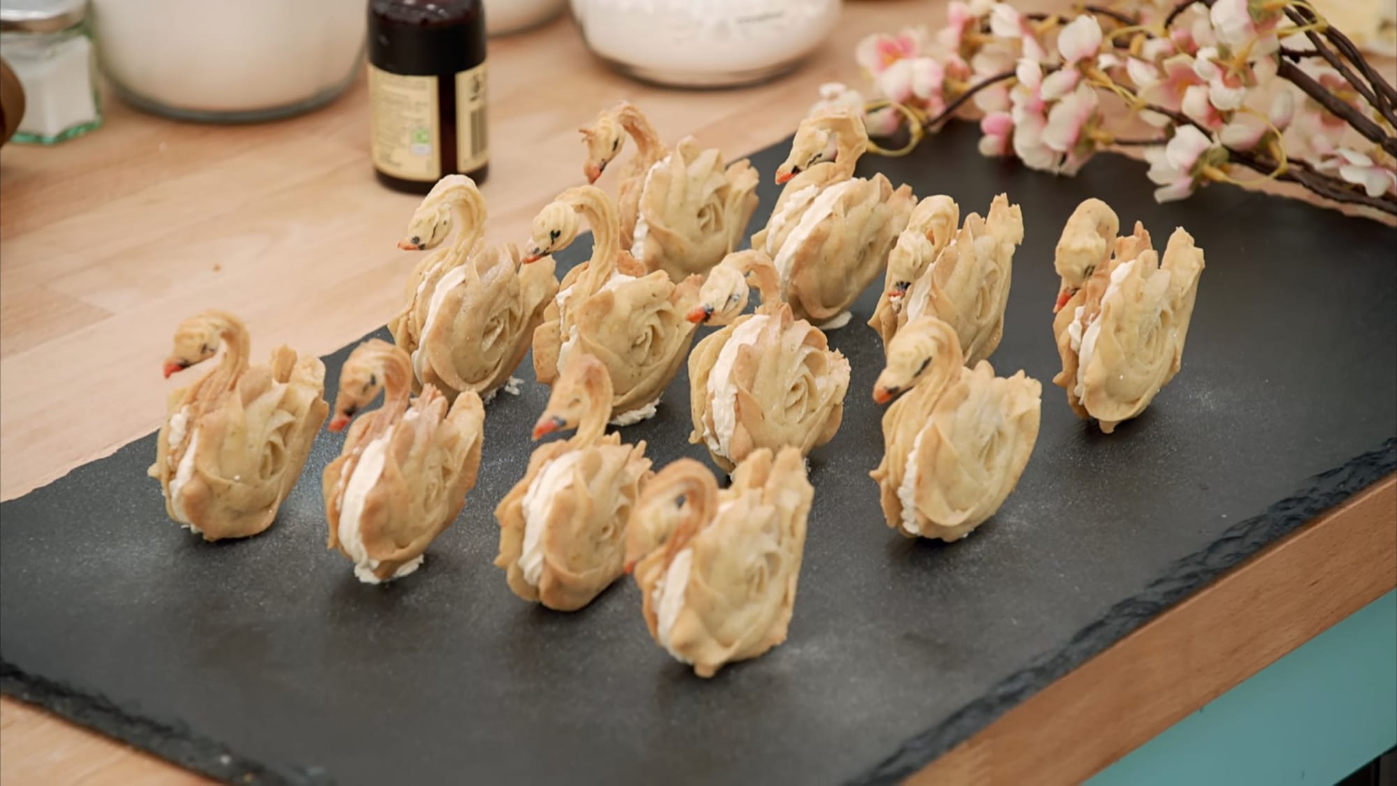 Sumayah's Cheese &amp; Blackberry Viennese Swans Signature from 'The Great British Baking Show' Season 15's "Biscuit Week"