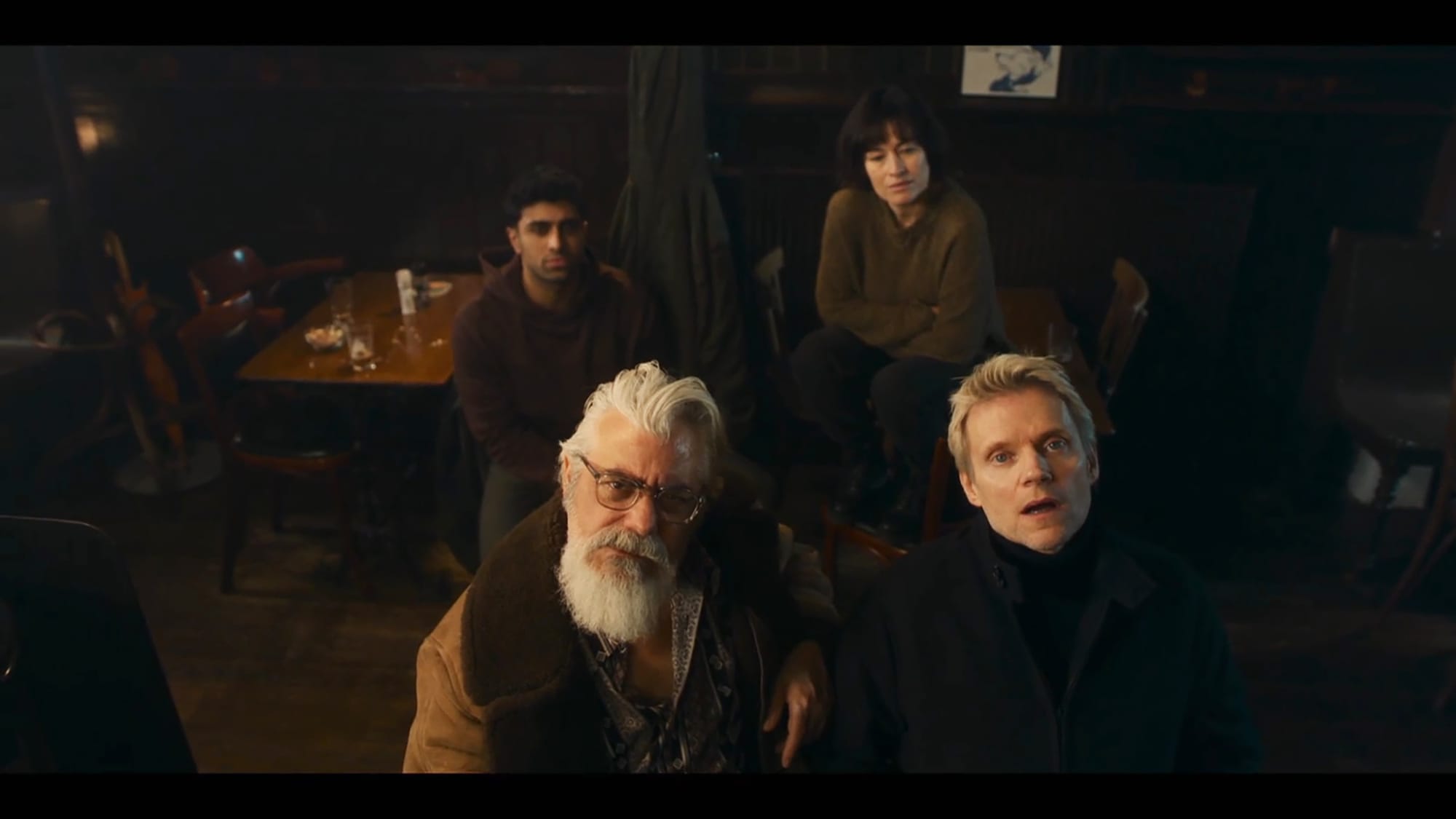 Azan Ahmed as Eddie, Darrell D'Silva as Hendrik, Maimie McCoy as Lucienne, and Marc Warren as Piet Van der Valk in 'Van der Valk' Season 4&nbsp;