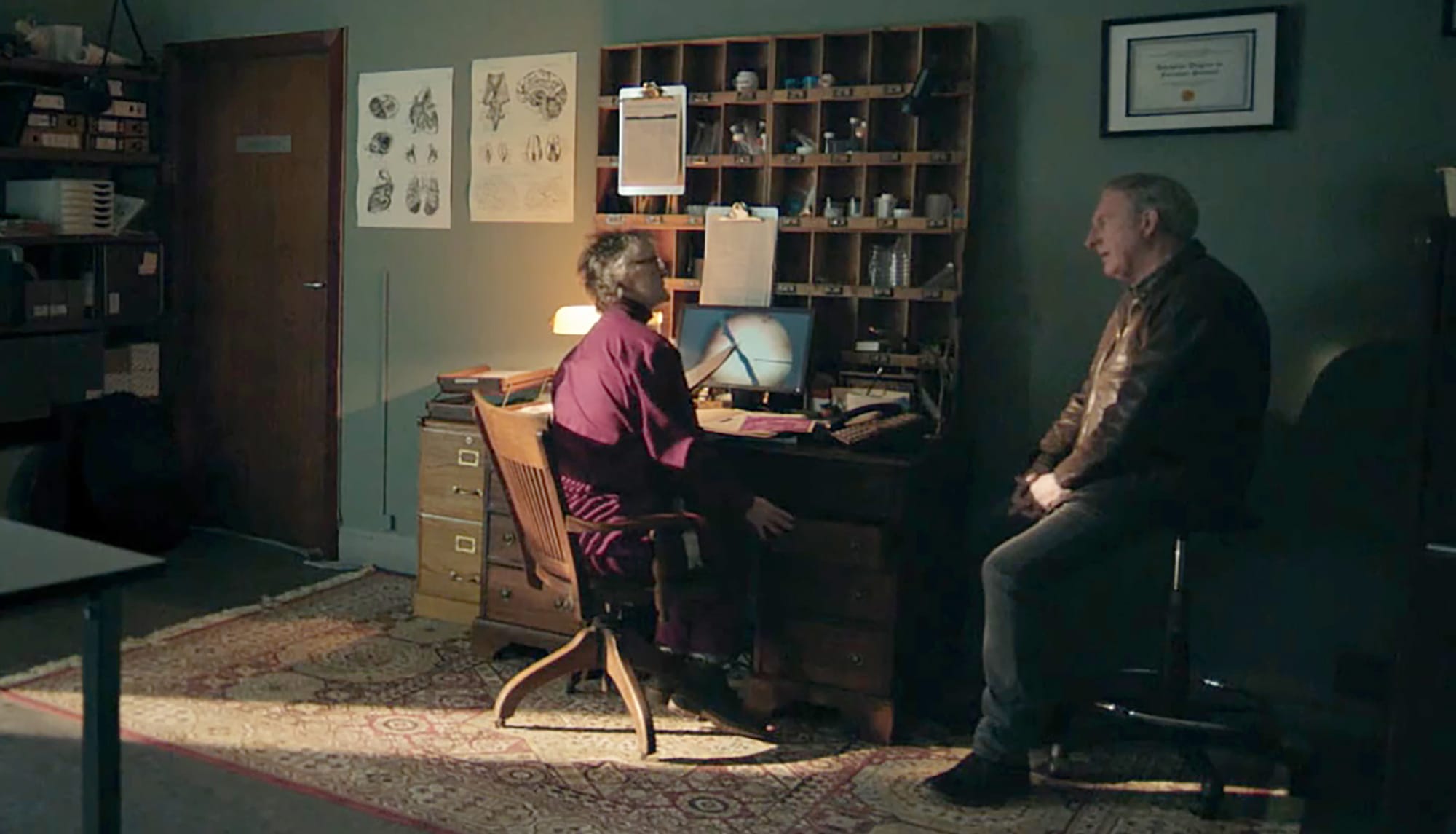 Adrian Dunbar as Ridley and Georgie Glen as Wendy in 'Ridley' Season 2