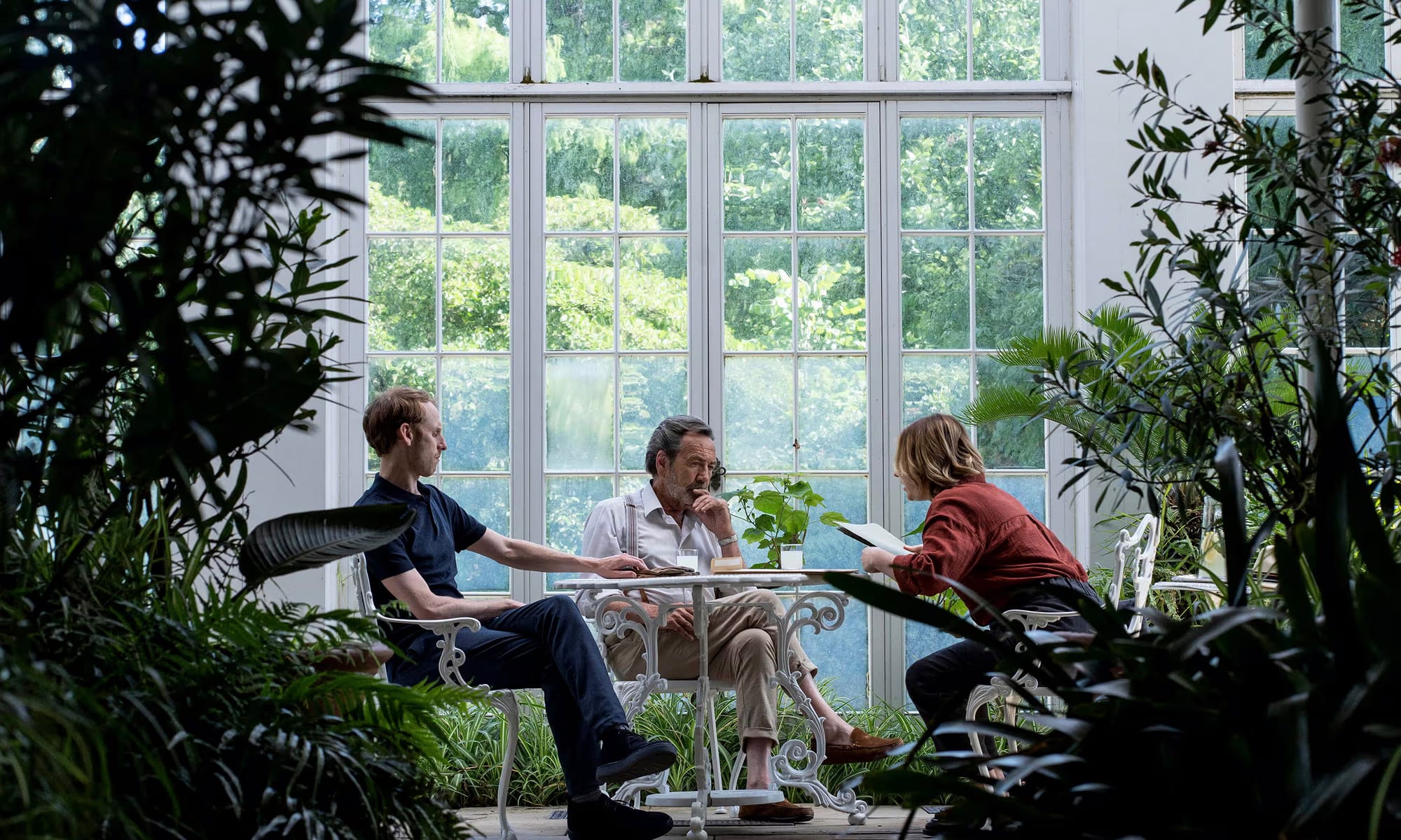 Robert Emms and Robert Lindsay as Samuel and Franklin Warner, Ria Zmitrowicz as Sheriff Lisa Waters in 'Sherwood' Season 2