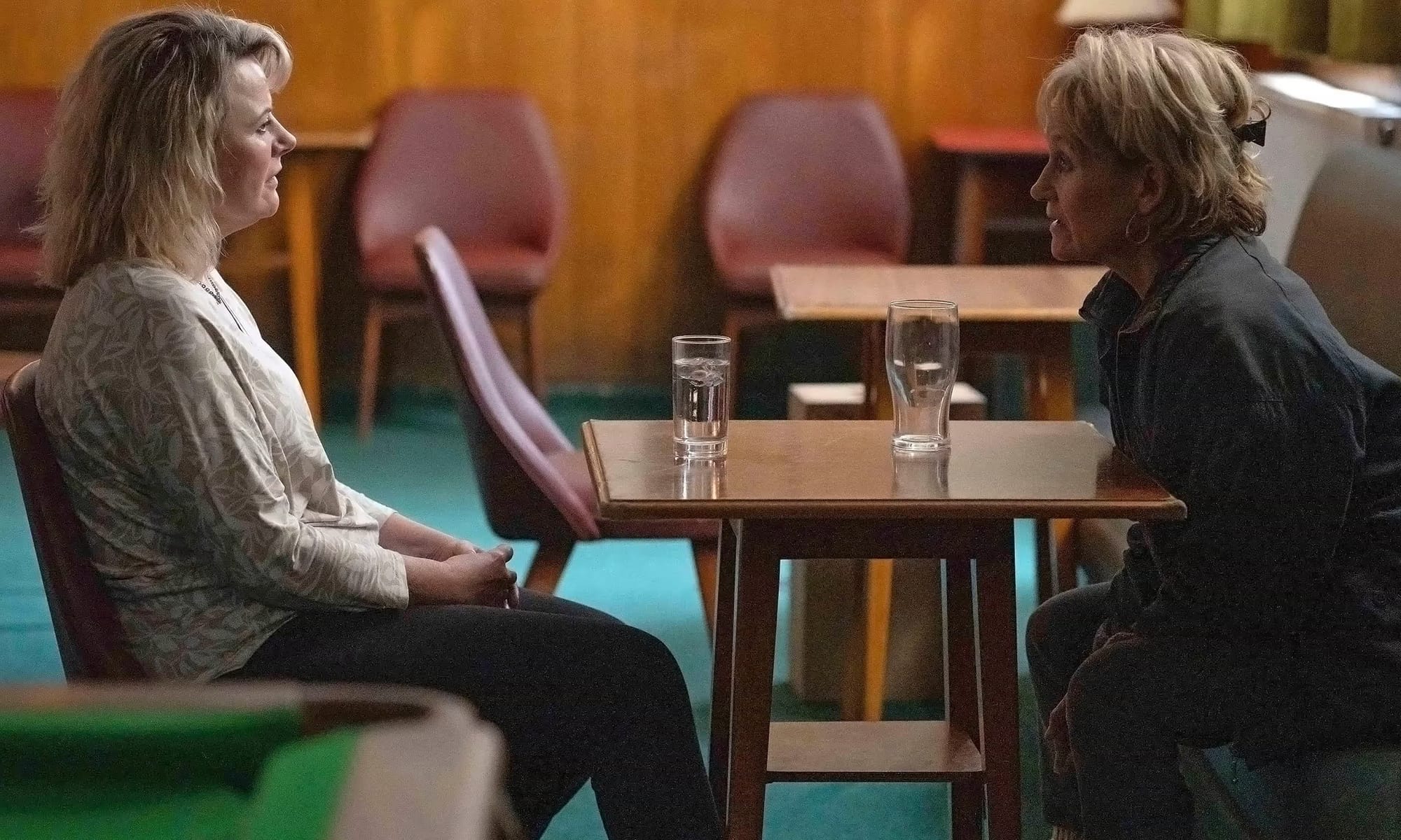 Monica Dolan as Ann Branson and Lorraine Ashbourne as Daphne Sparrow in 'Sherwood' Season 2