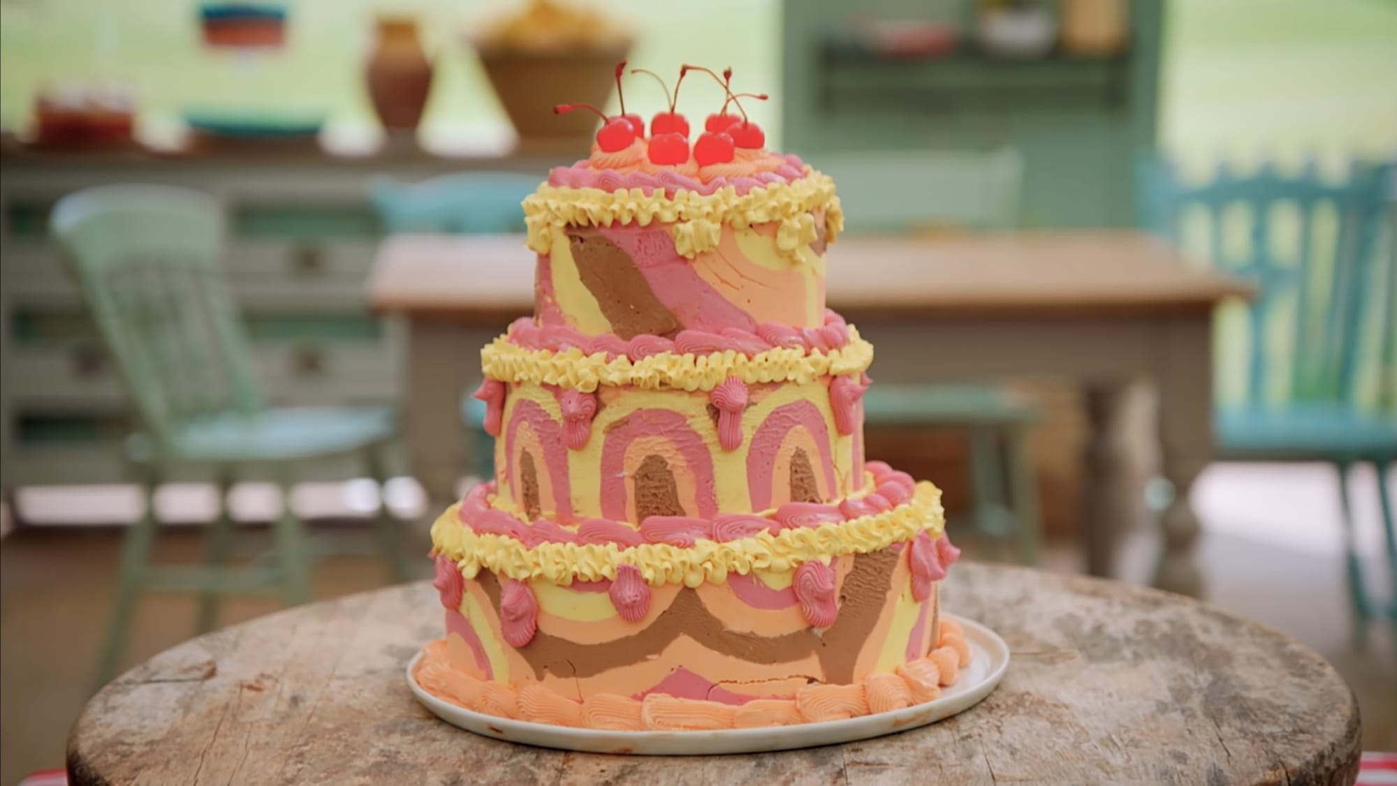 Christiaan’s Lemon, Hazelnut & Avocadaat Gâteau Showstopper from 'The Great British Baking Show's Season 15 1970s Week