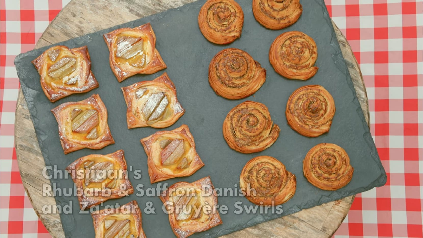 Christiaan's ‘Rhubarb &amp; Saffron Danish’ + ‘Za‘atar &amp; Gruyère Swirls’ Signature from 'The Great British Baking Show's Season 15 Pâtisserie Week&nbsp;