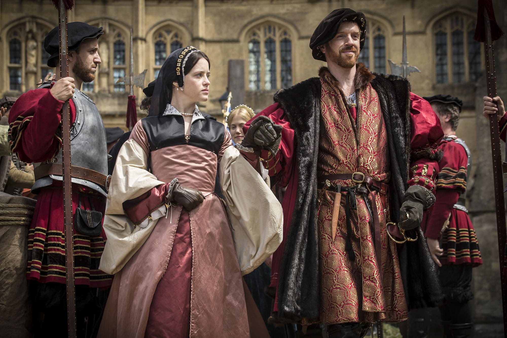 Claire Foy as Anne Boleyn and Damian Lewis as King Henry VIII in 'Wolf Hall' Season 1