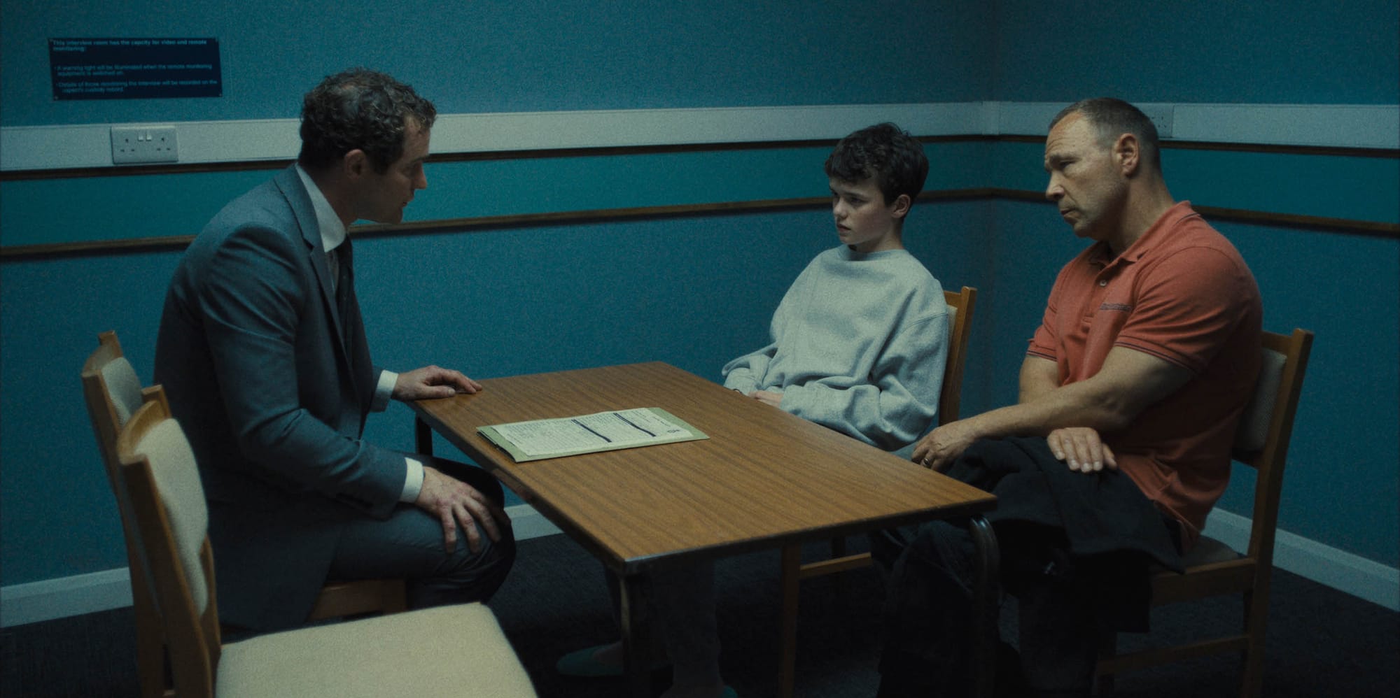 Mark Stanley as Paulie Miller, Owen Cooper as Jamie Miller, Stephen Graham as Eddie Miller in 'Adolescence'
