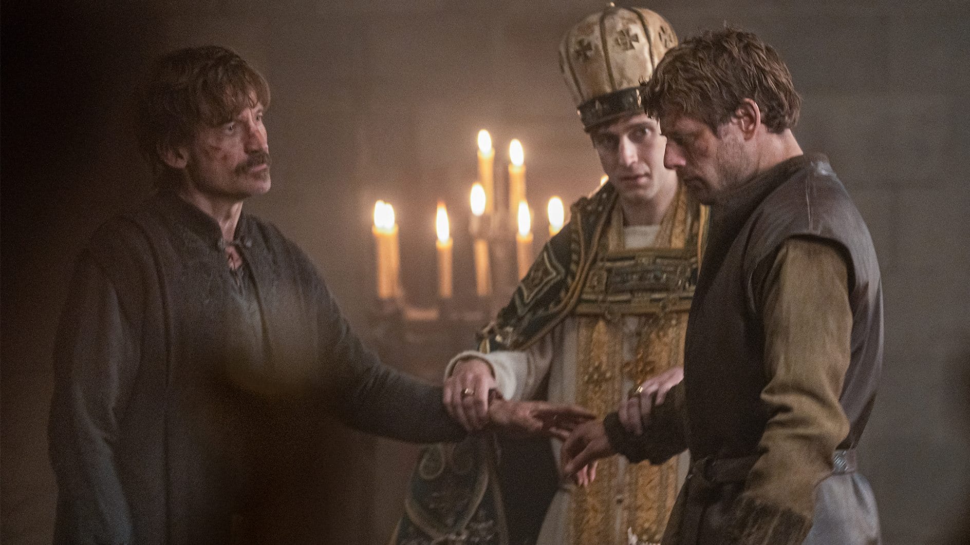 Nikolaj Coster-Waldau and James Norton as William of Normandy and Harold Godwinson in "King & Conqueror"