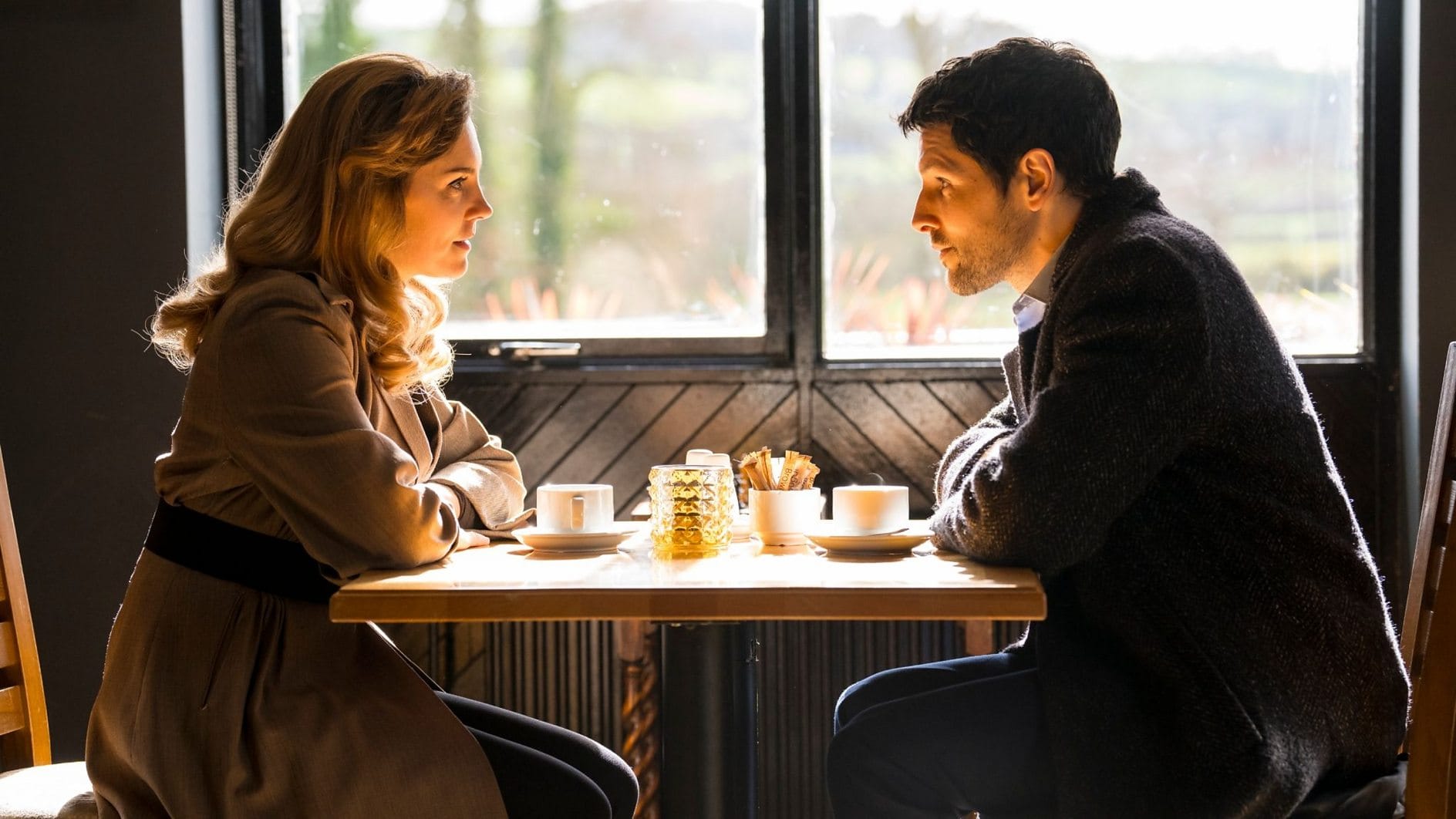 Annabel Scholey and Colin Morgan in "Dead and Buried"